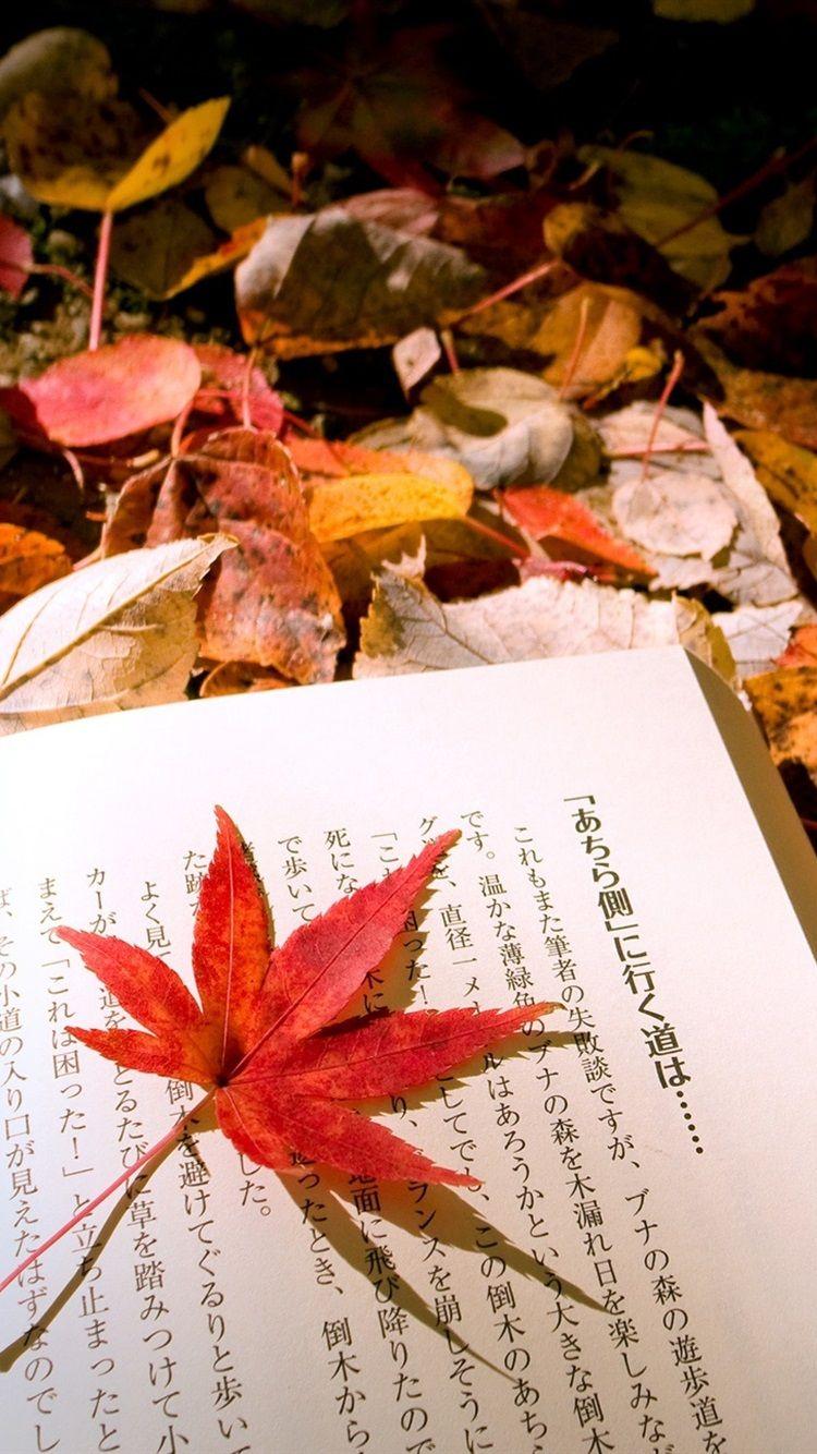 750x1334 iPhone Wallpaper Autumn Leaves Japanese Book Autumn Wallpaper iPhone