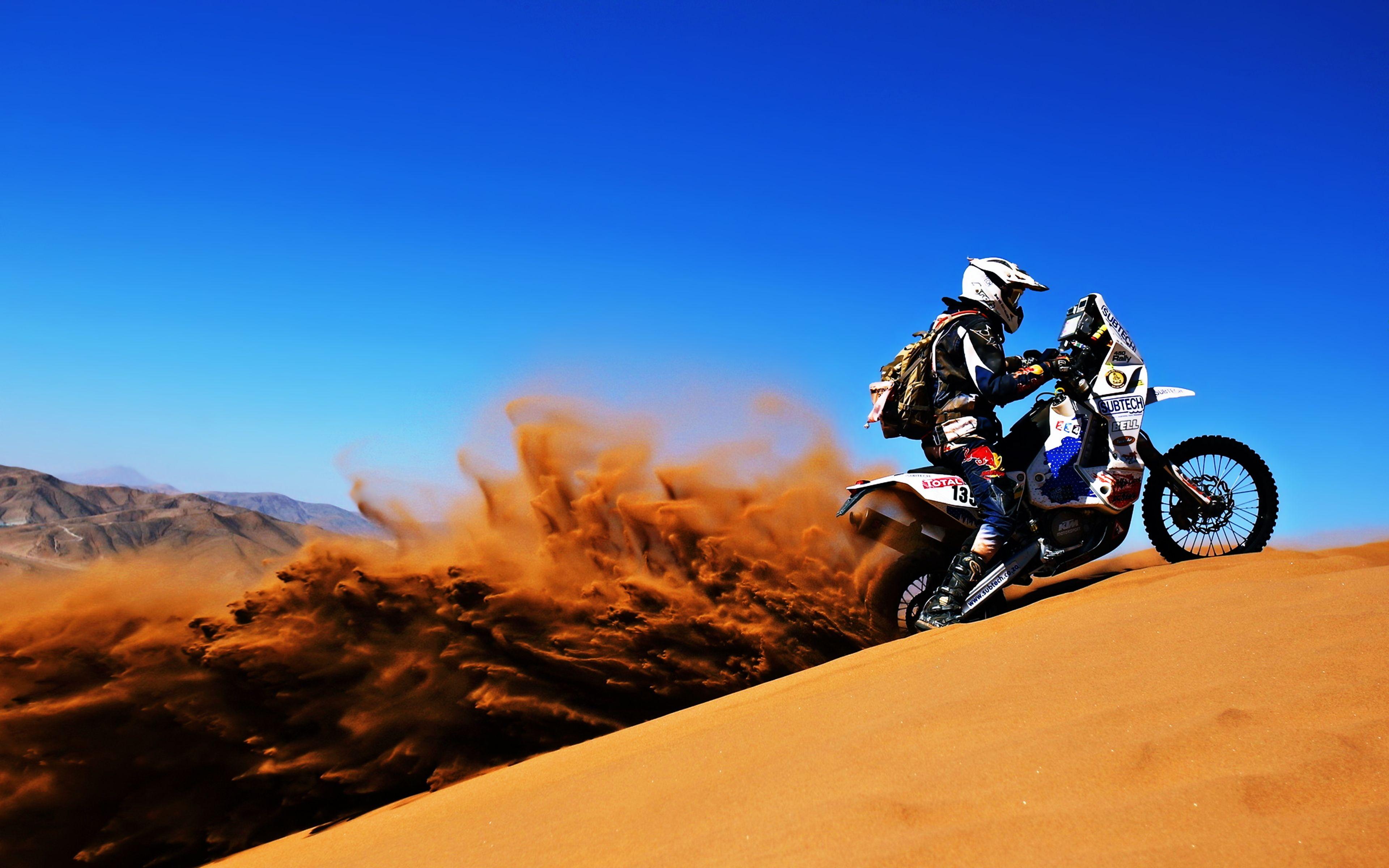 3840x2400 Africa Bike Dakar Rally Desert Dune Motocross Race Sand Wallpaper:3840x2400