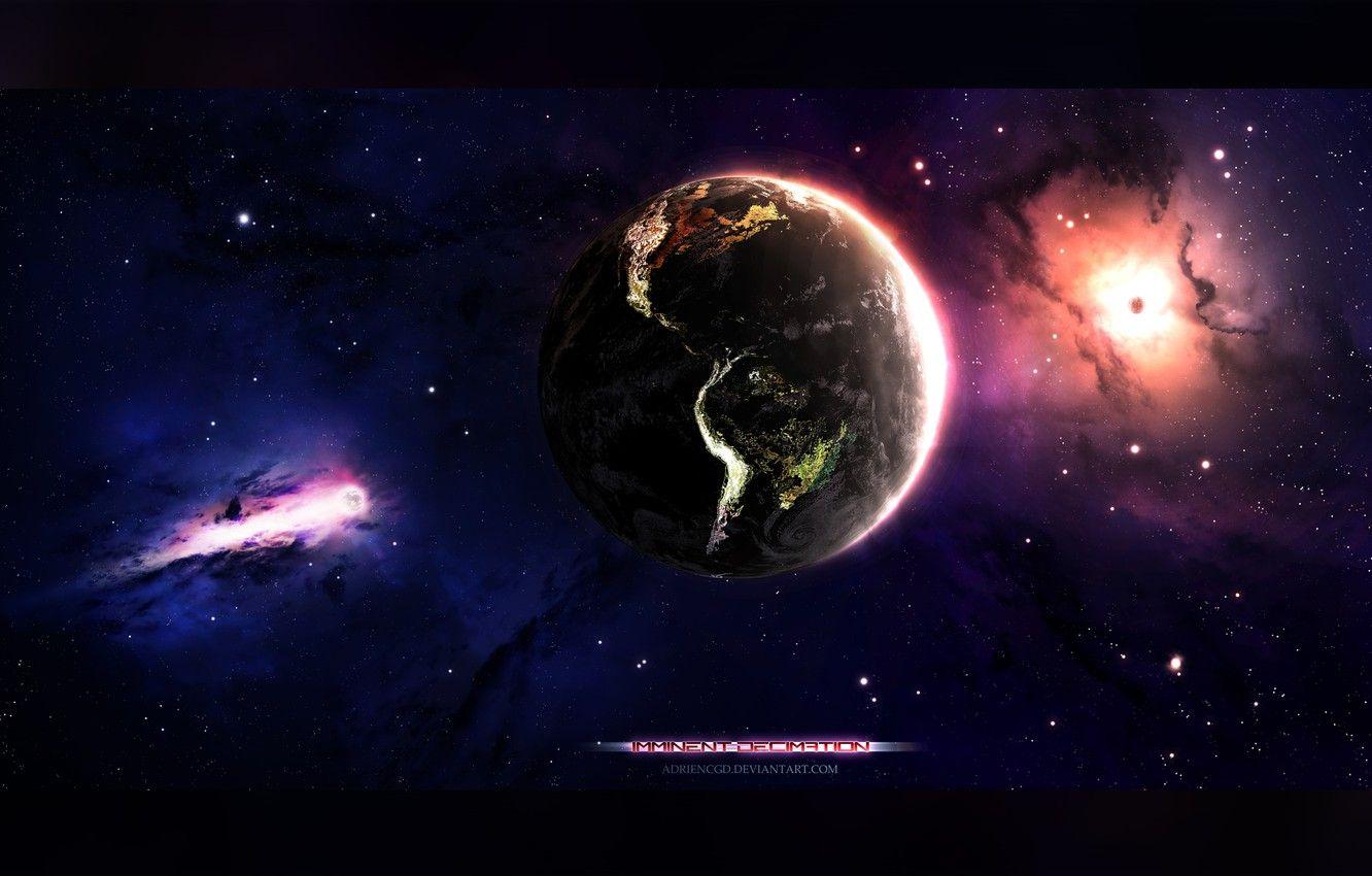 1332x850 Wallpaper space, stars, nebula, earth, planet, earth, art, space, universe, nebula, art, planet image for desktop, section космос