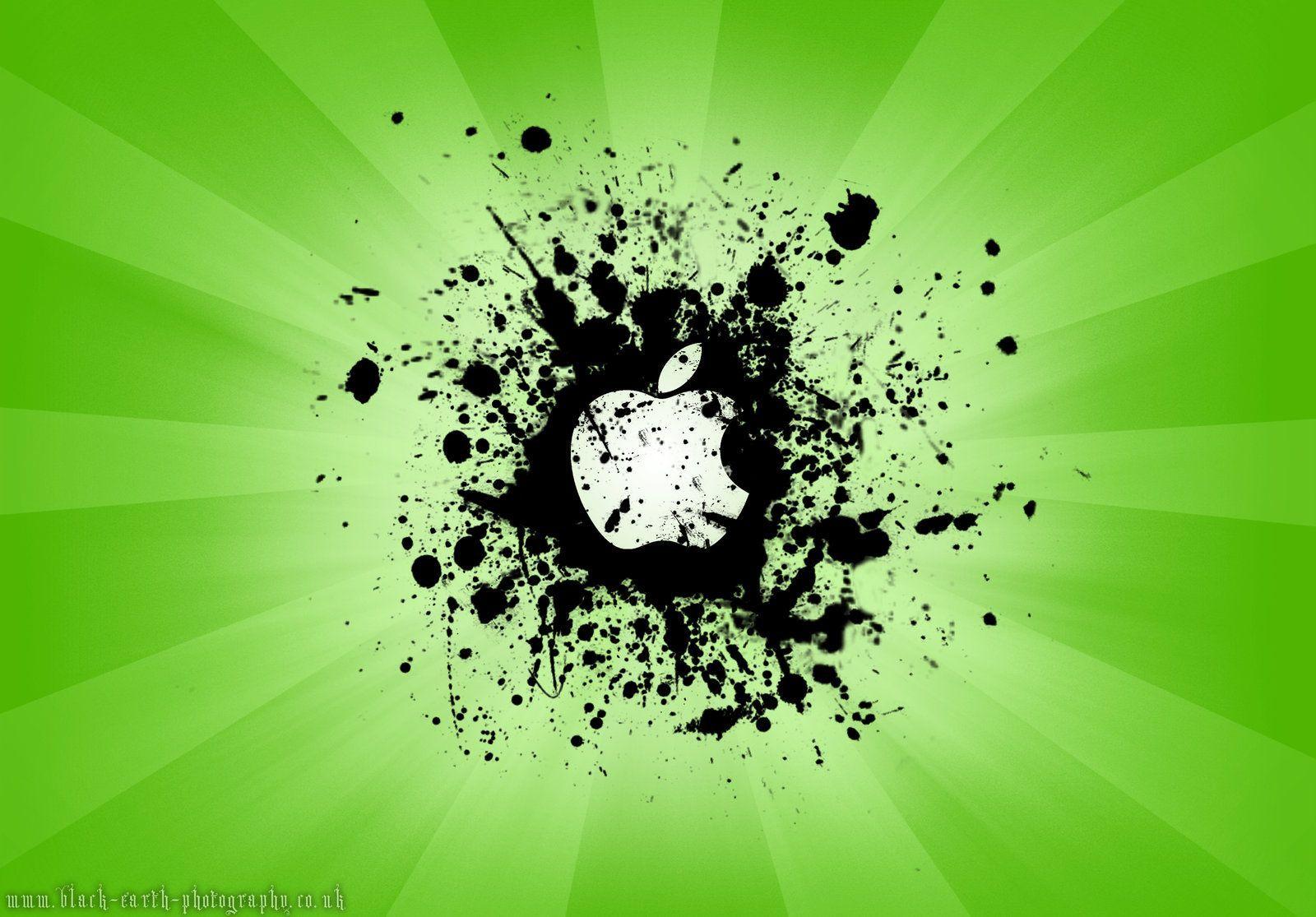 1600x1115 A Green Apple Splat Wallpaper By Black Earth Art