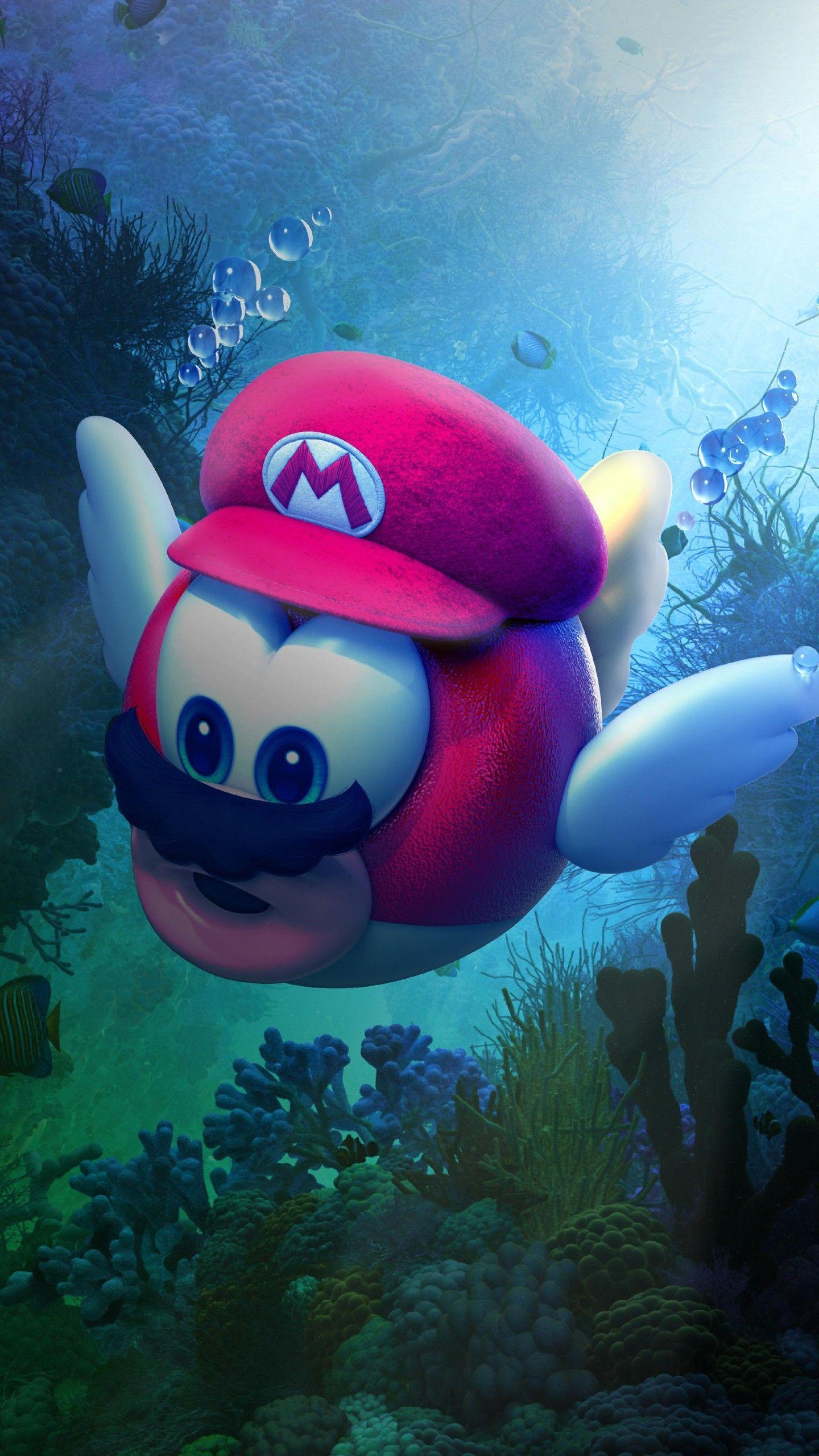 1440x2560 Misc #Super Mario Odyssey Underwater 4K #wallpaper. Super mario art, Super mario bros, Mario art