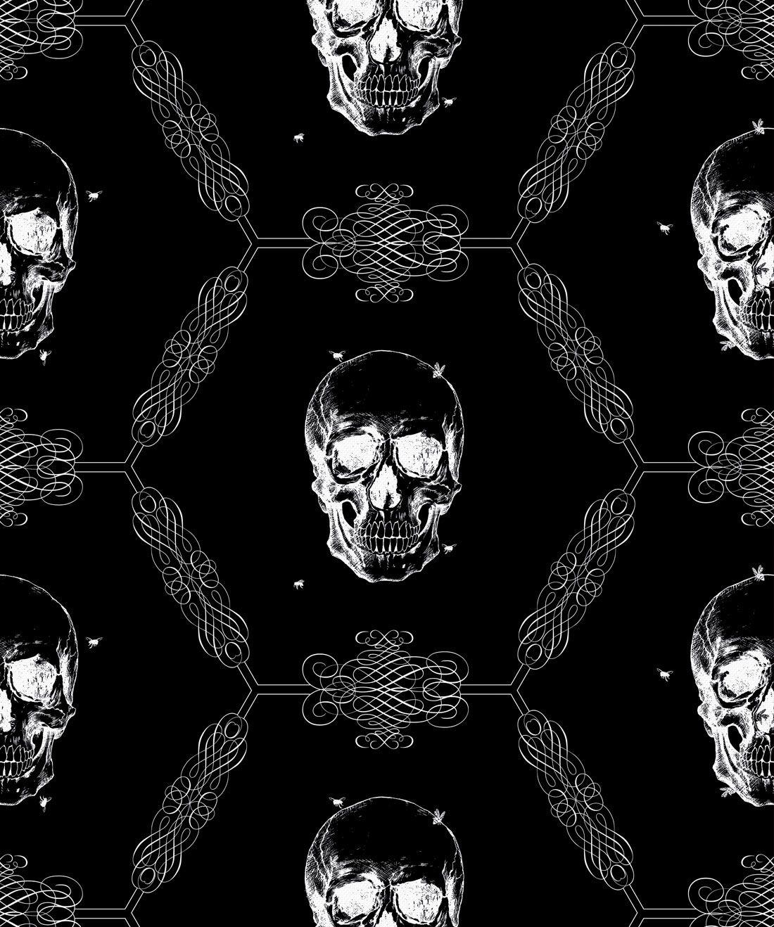 1100x1318 Skull & Bee Gothic Wallpaper, Kingdom Home
