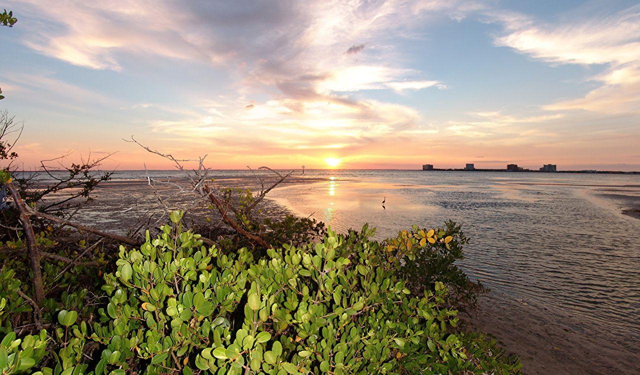 1280x750 Image Florida USA Nature Sky Scenery sunrise and sunset Coast