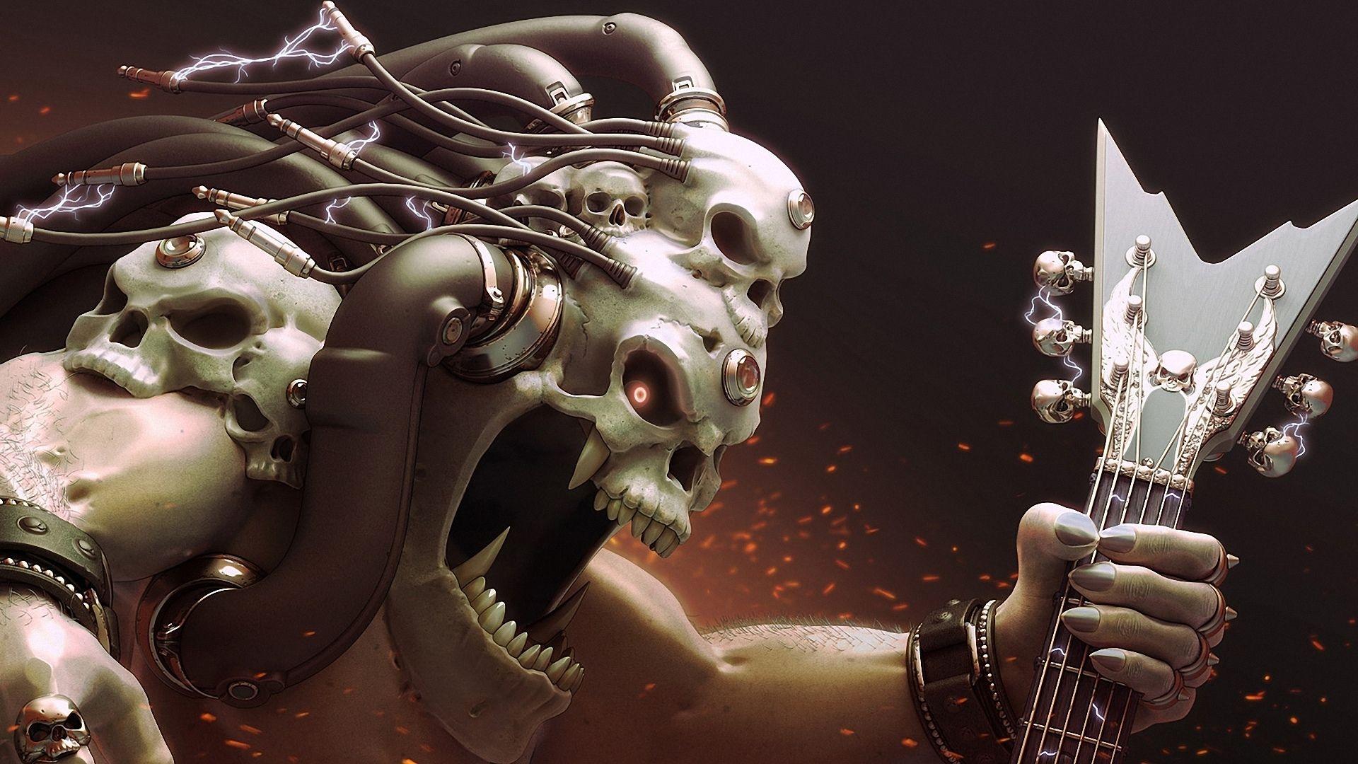 1920x1080 Skull Art wires electricity monster music heavy metal skulls wallpaperx1080