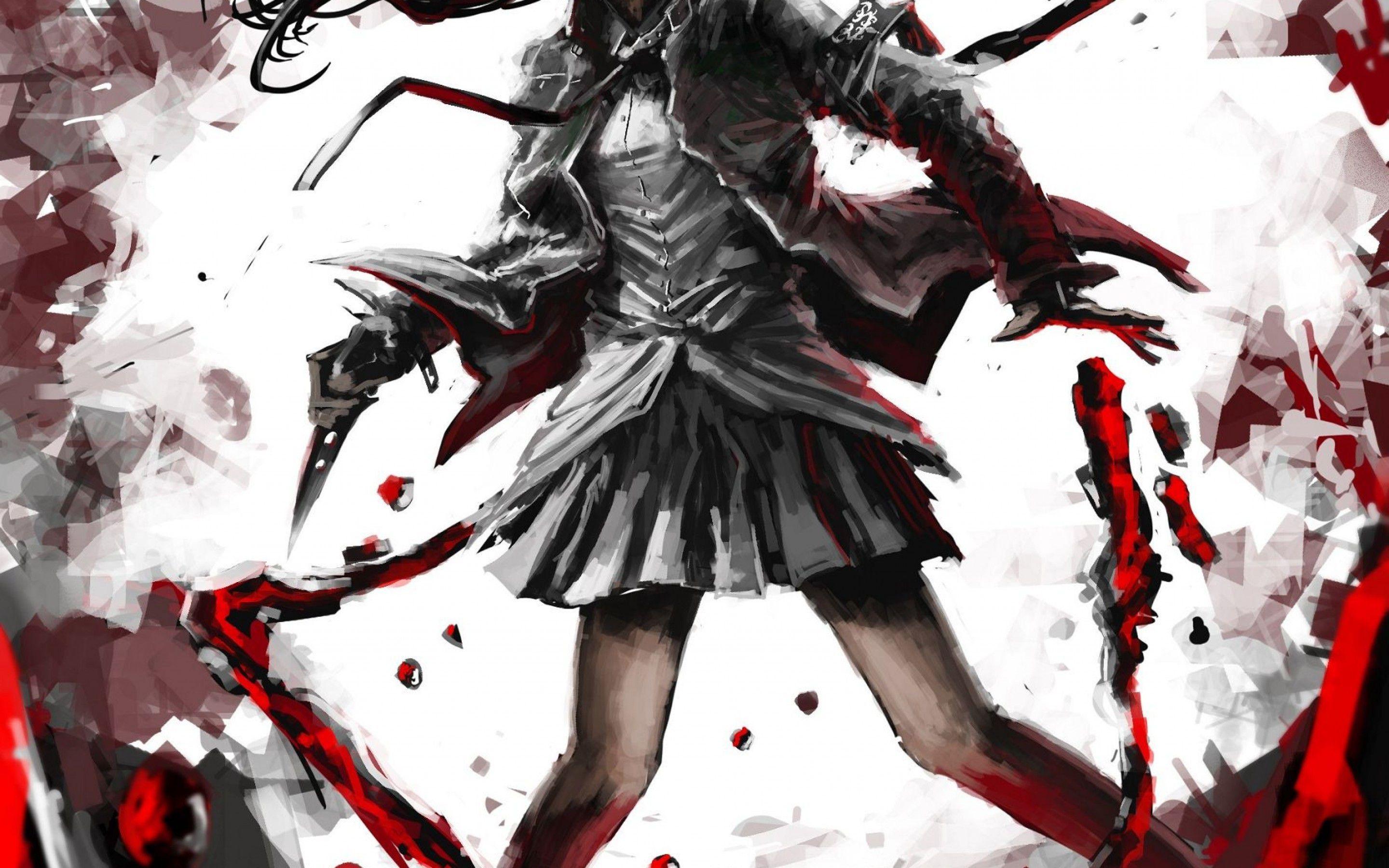 2880x1800 Anime Girl Holding a Bloody Knife .