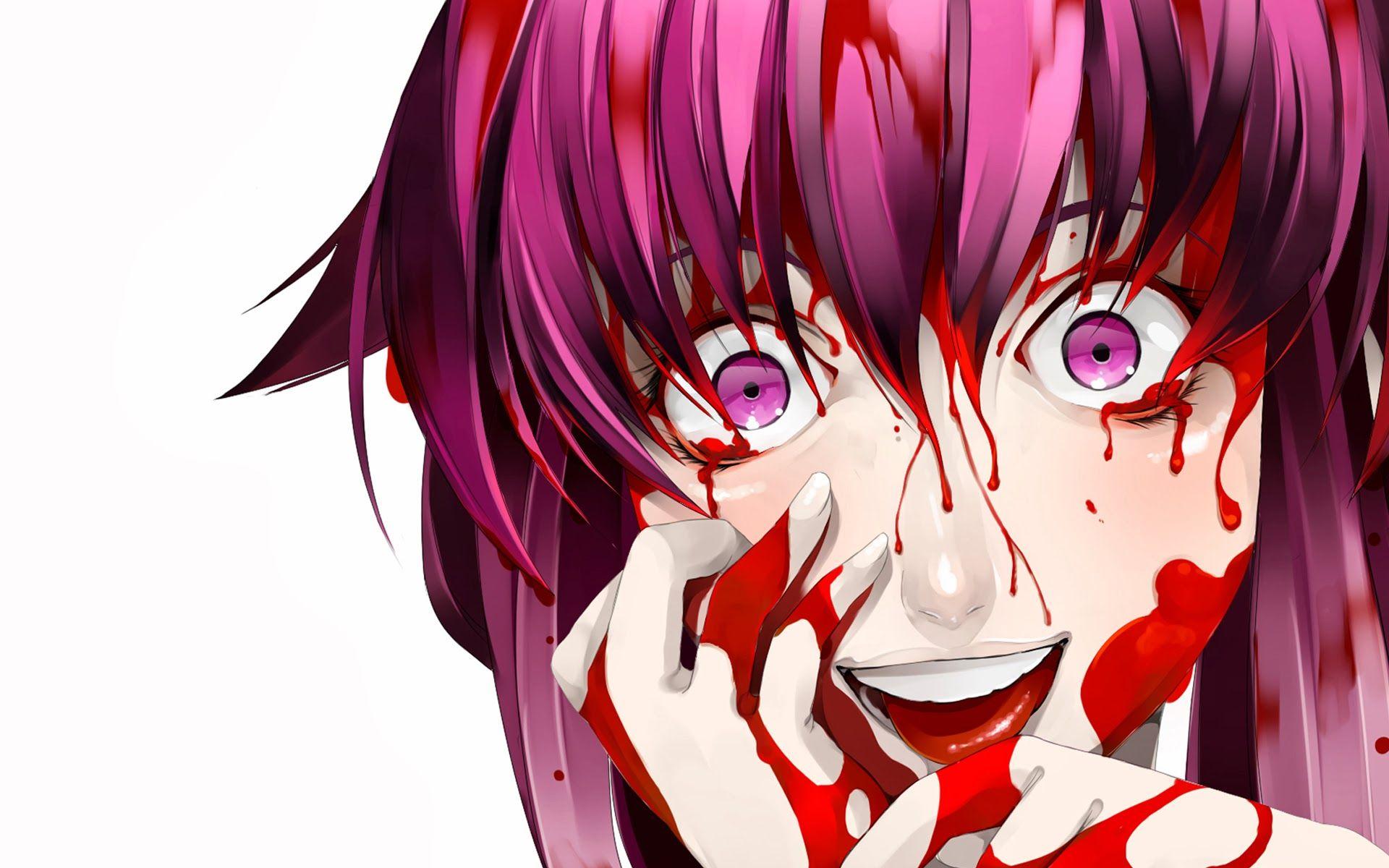 1920x1200 future diary blood smiling girl HD wallpaper anime 1920&times;1080 a943 1563 - Bloody Anime Girl Wallpaper