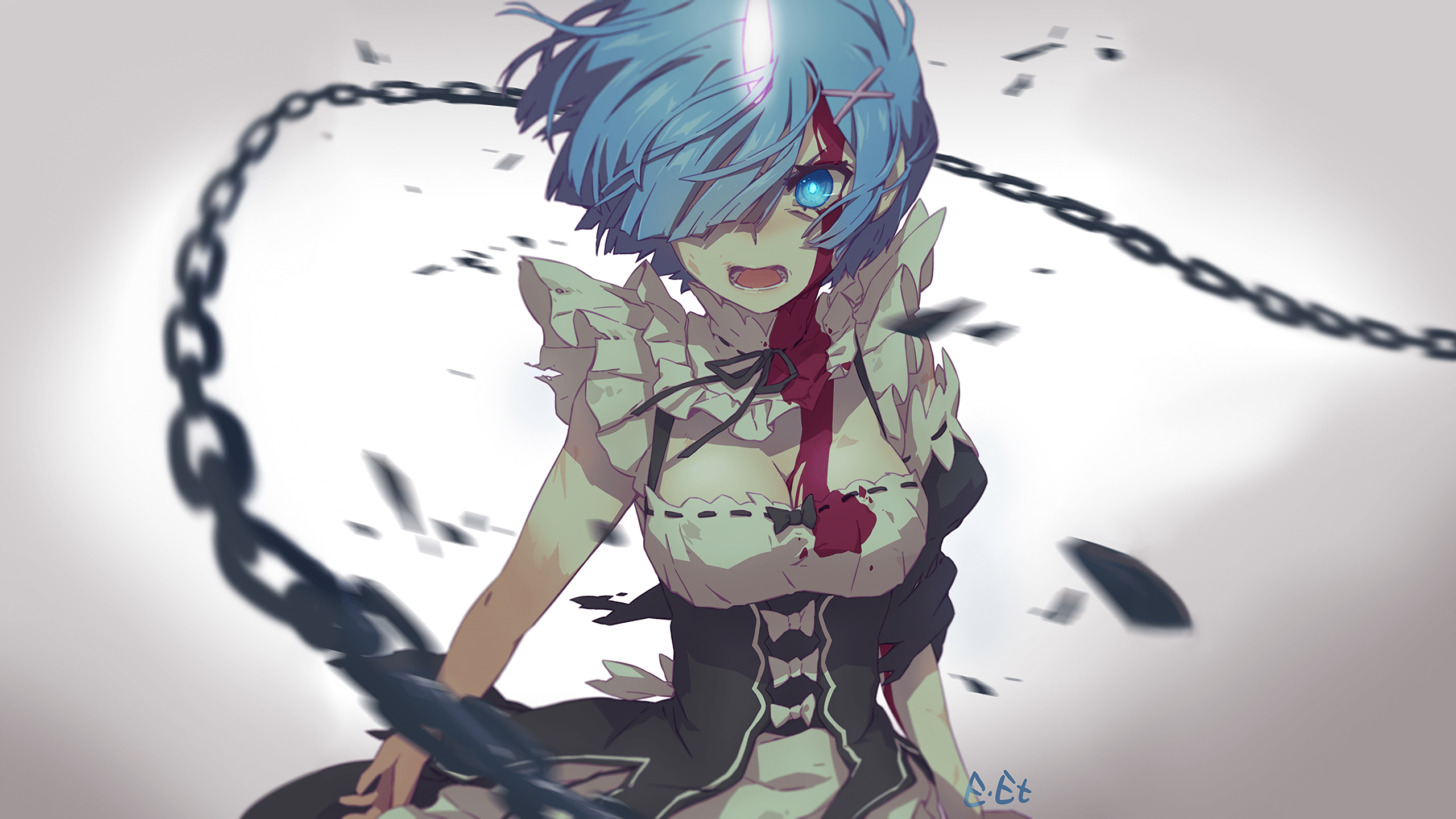 2560x1440 Bloody Anime Girl Wallpaper