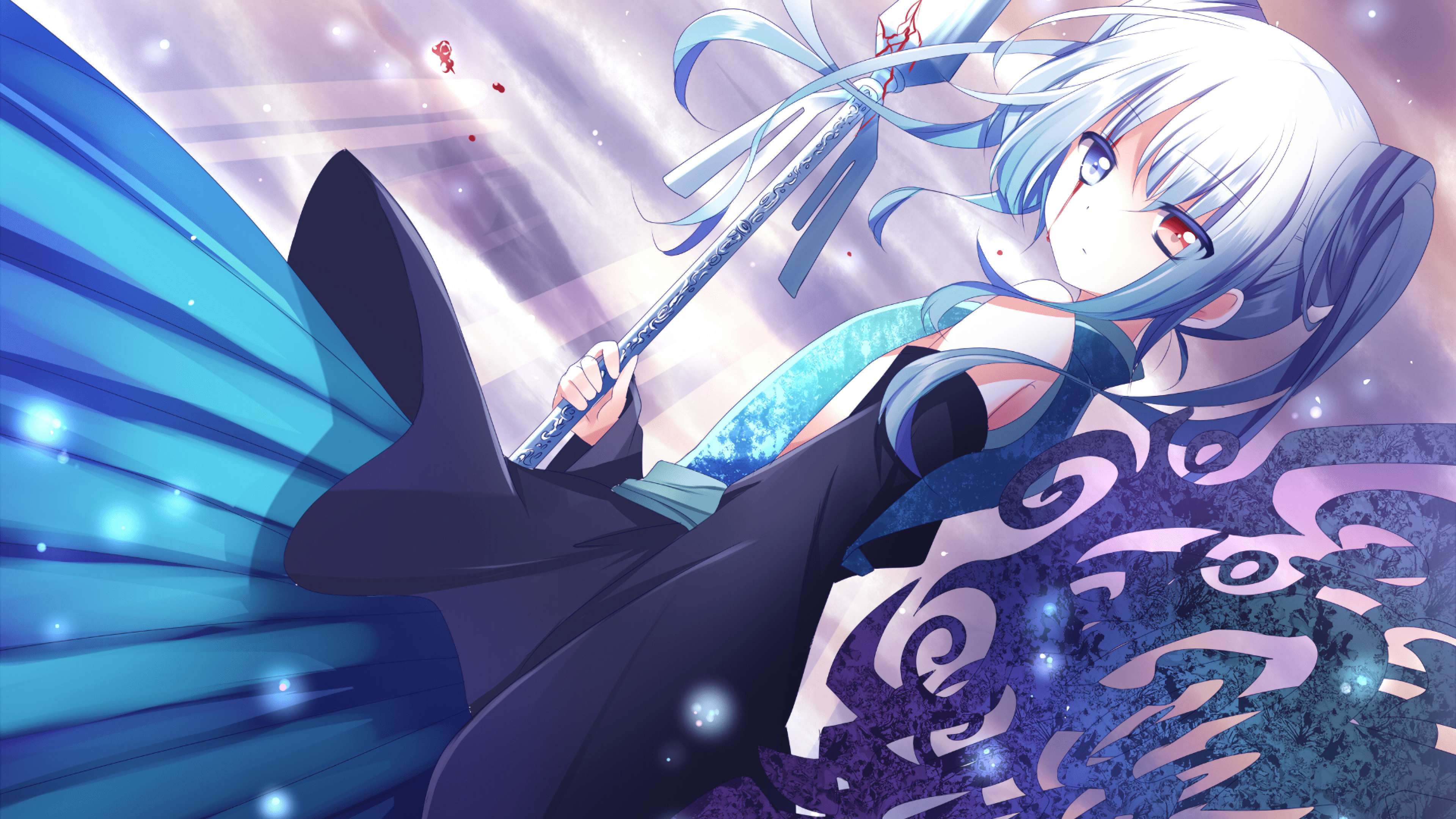 3840x2160 Download 3840x2160 Anime Girl, Bloody Tears, Spear Wallpaper for UHD TV