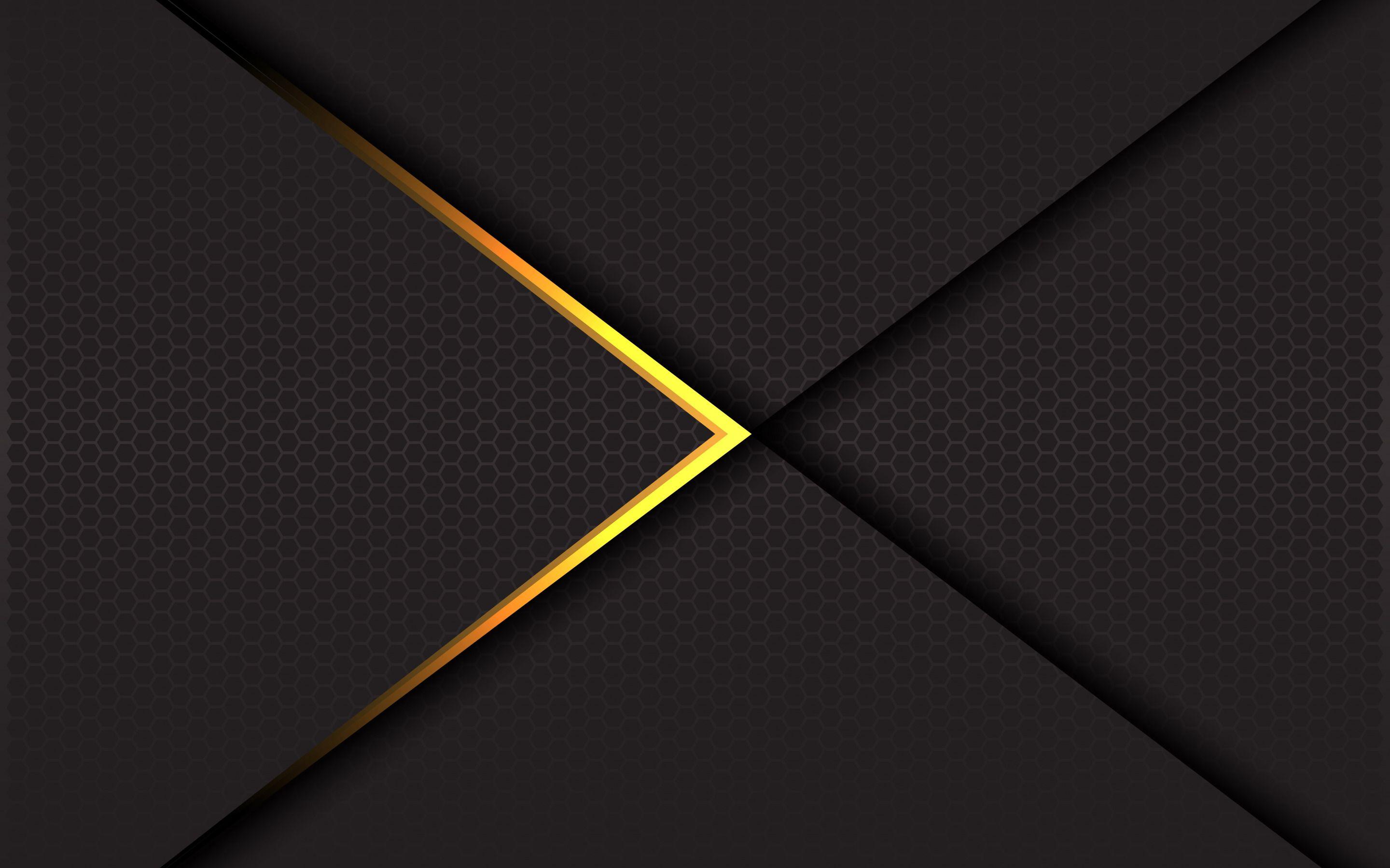 2880x1800 Download wallpaper Gray stylish texture, gold lines, black texture, gray mesh texture, black and gold abstract background, stylish texture for desktop with resolution 2880x1800. High Quality HD picture wallpaper