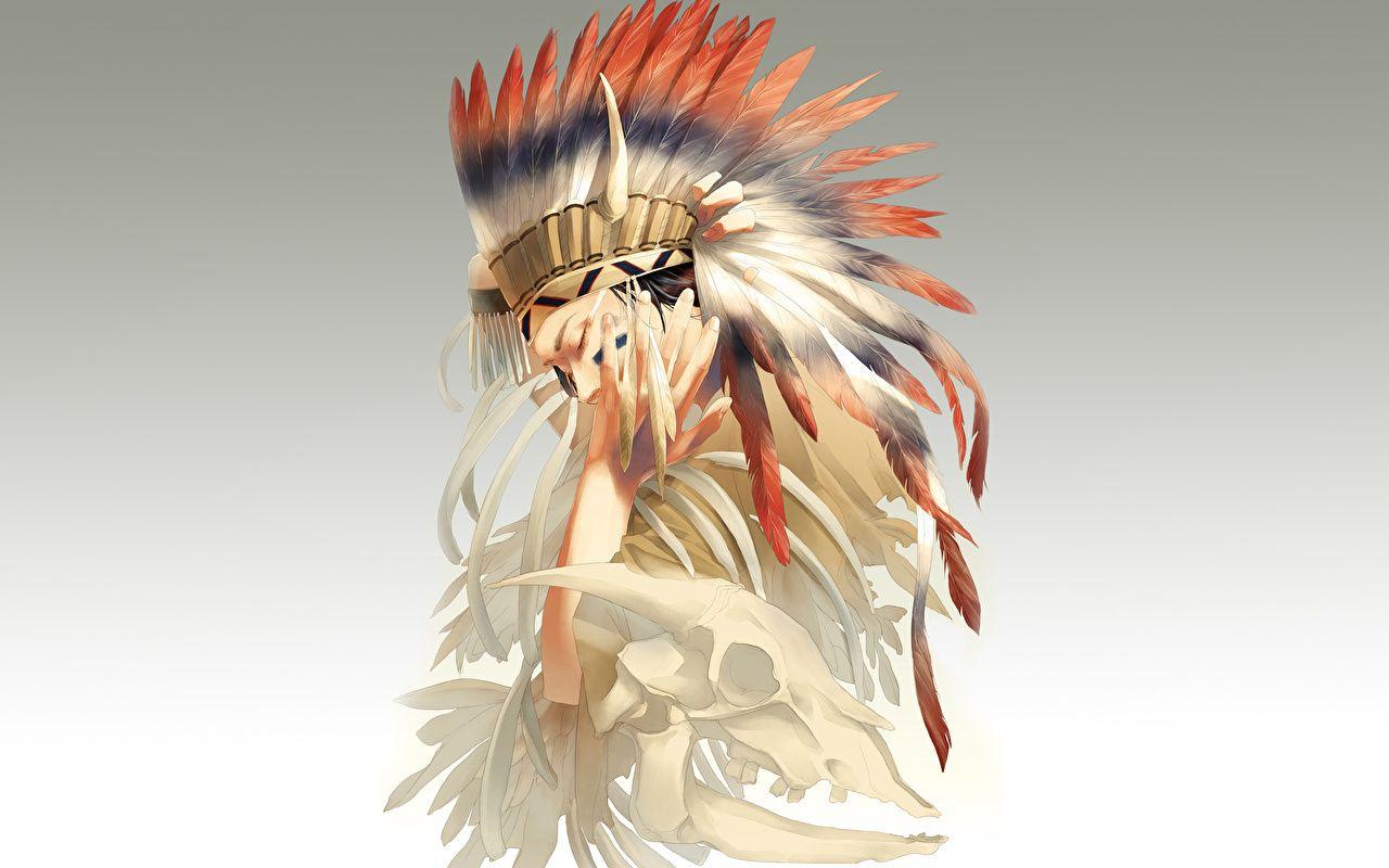 1280x800 Desktop Hintergrundbilder Indianer Federn Gezeichnet