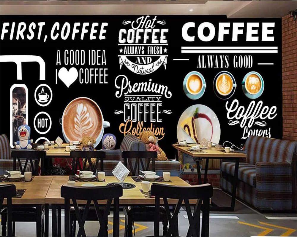 1000x800 Beibehang Custom wallpaper European and American style retro hand painted blackboard coffee cateri. Wall graphics restaurant, Custom wallpaper, Coffee shop design