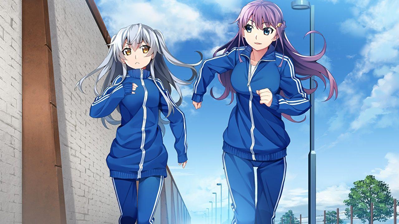 Hình nền máy tính 1280x720 Grisaia: Phantom Trigger Running Two Anime Girls
