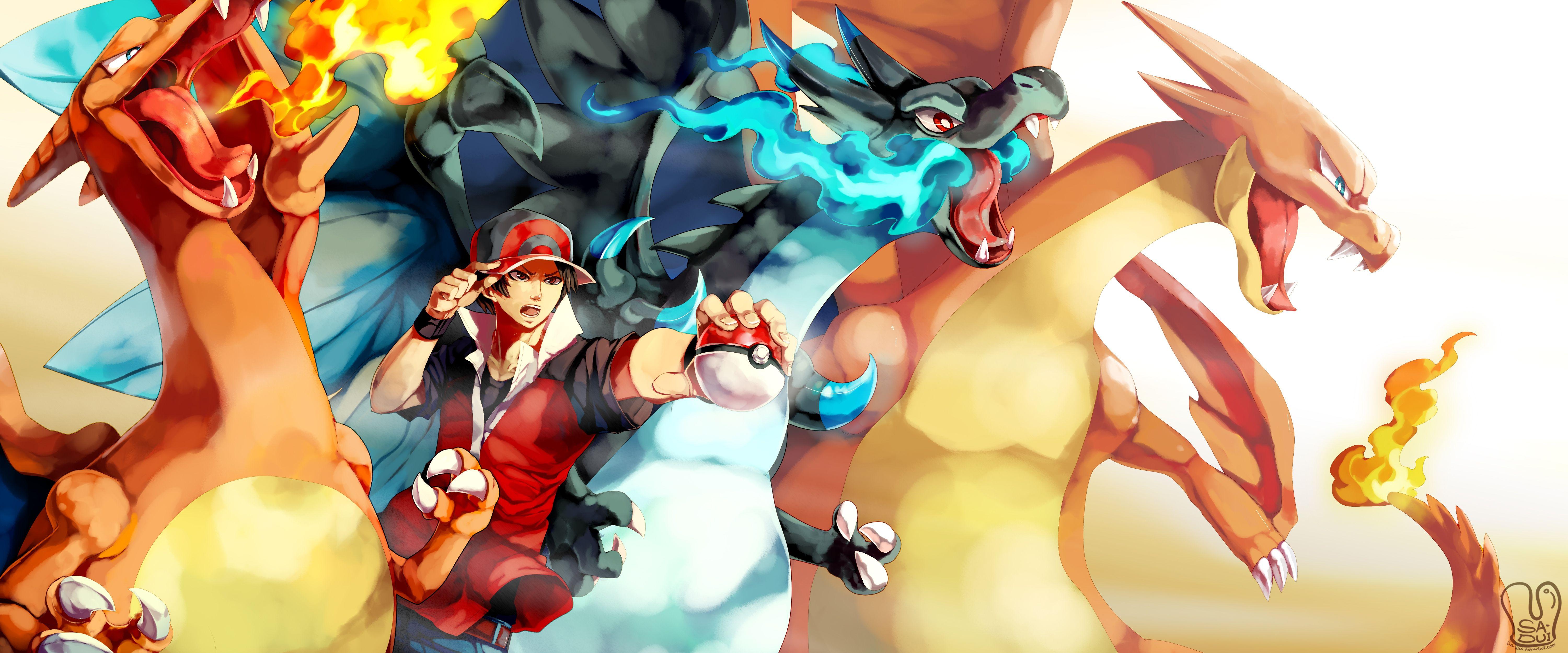 6000x2500 Charizard Wallpaper 4K .