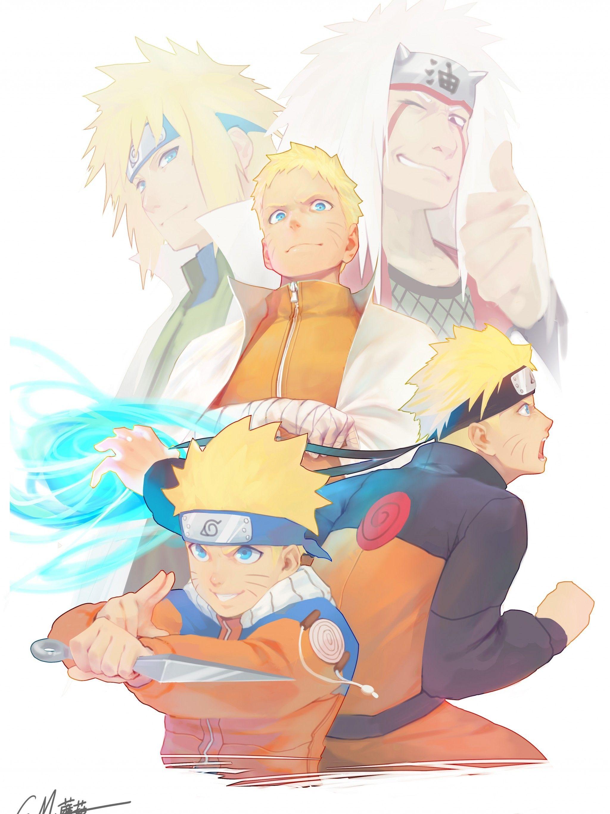 2048x2732 Download 2048x2732 Naruto, Namikaze Minato, Uzumaki Naruto, Jiraiya Sensei Wallpaper