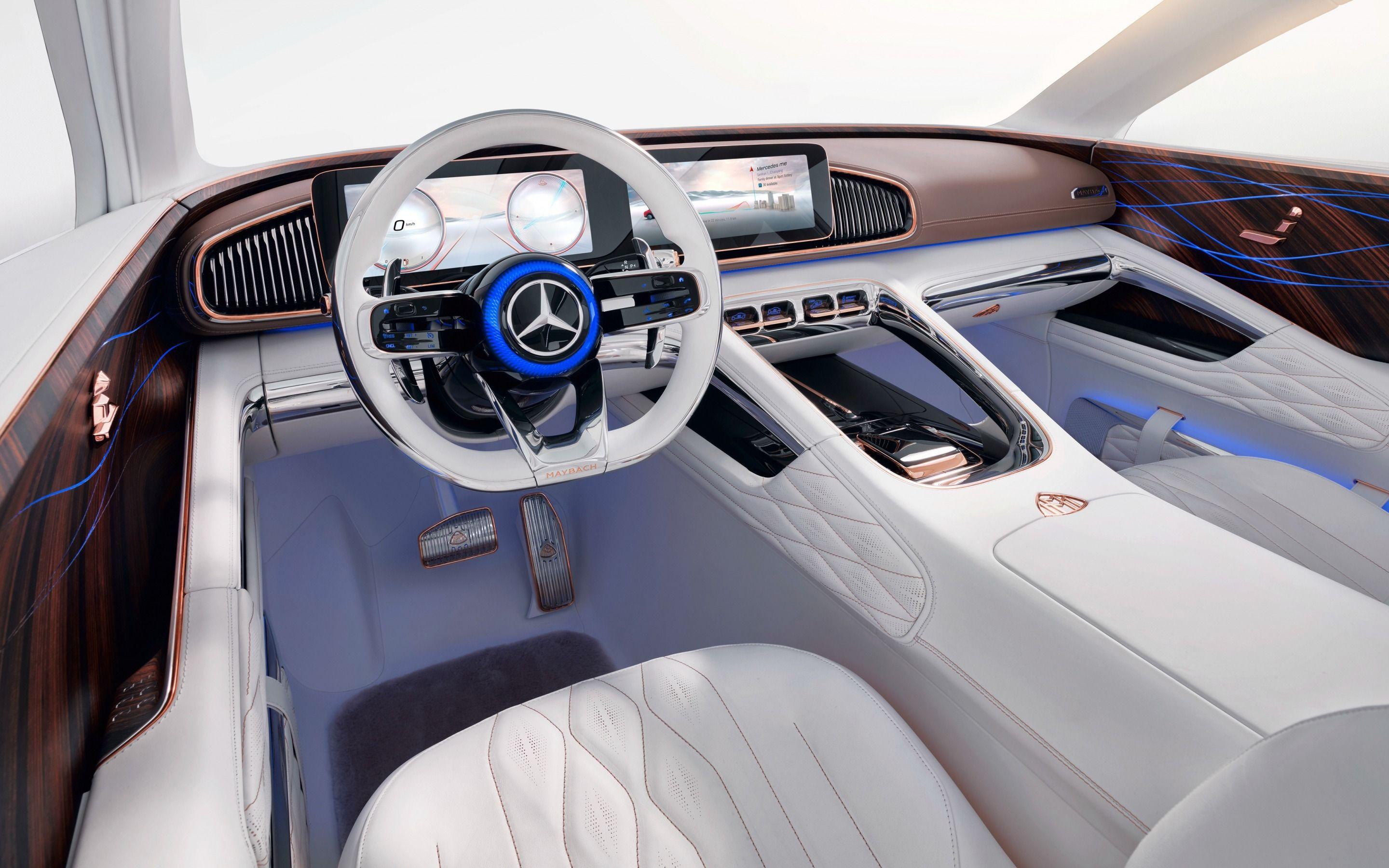 2880x1800 Download Wallpaper Vision Mercedes Maybach Ultimate Luxury, 4k, Interior, Front Panel, Inside View, Luxurious White Interior, Electric Crossover, Mercedes Benz For Desktop With Resolution 2880x1800. High Quality HD Picture Wallpaper
