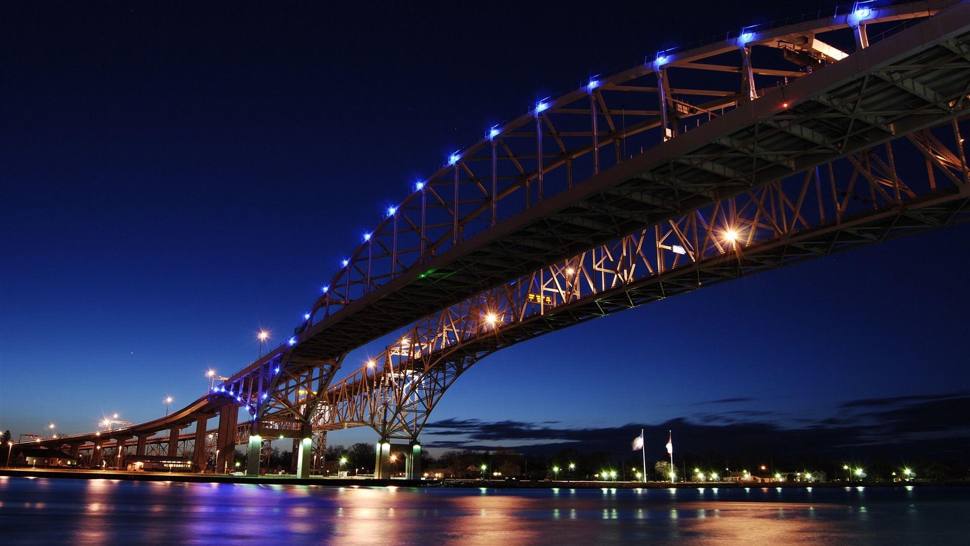 1920x1080 Wallpaper Ontario, Canada, bridge, lights, river, night, city 2880x1800 HD Picture, Image