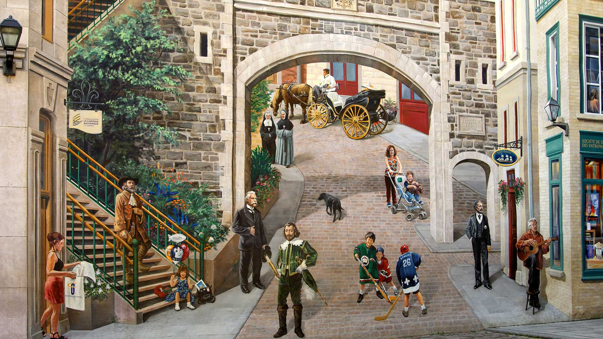 1920x1080 Quebec Mural City Winter Tourist