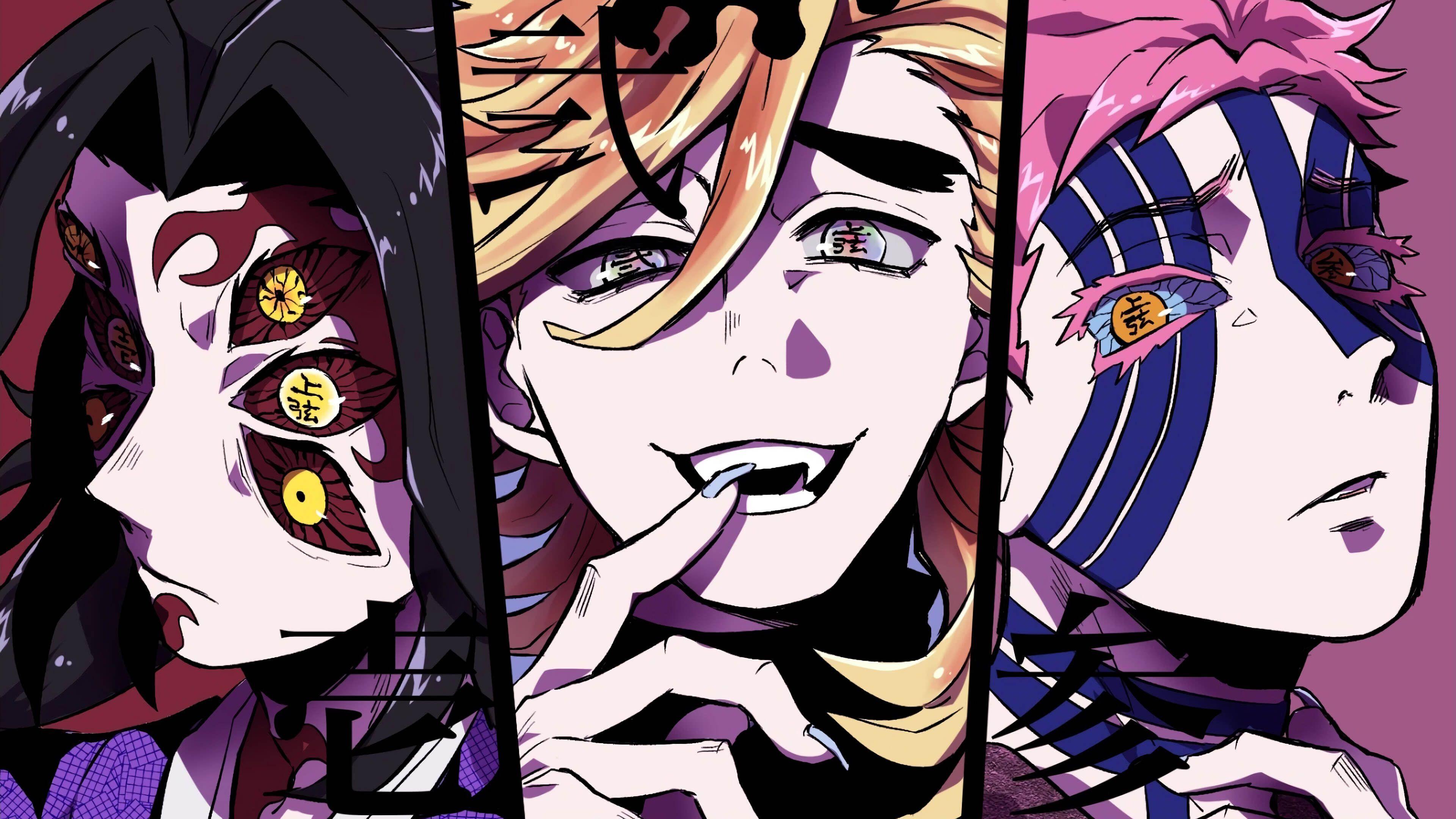 3840x2160 Kimetsu no Yaiba Upper Moon Demons UHD 4K Wallpaper