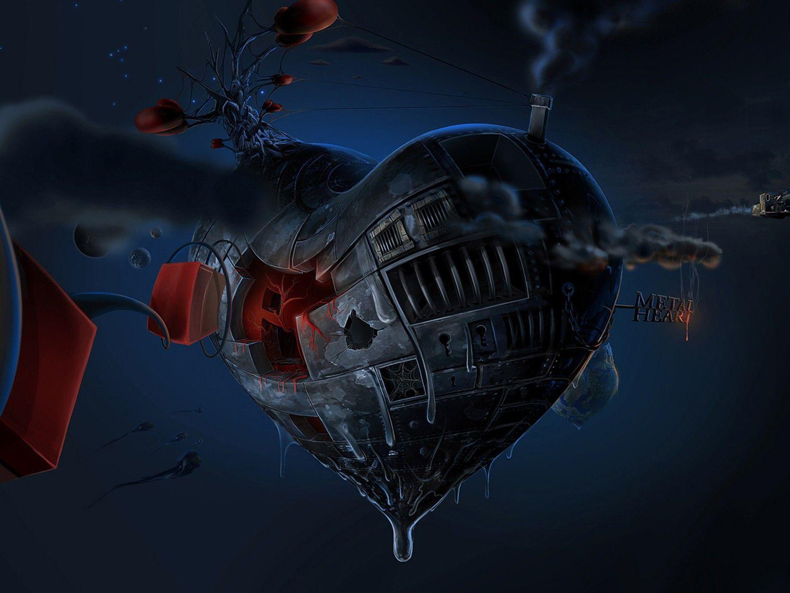 1600x1200 Iron heart soars in weightlessness Desktop wallpaper 1600x1200
