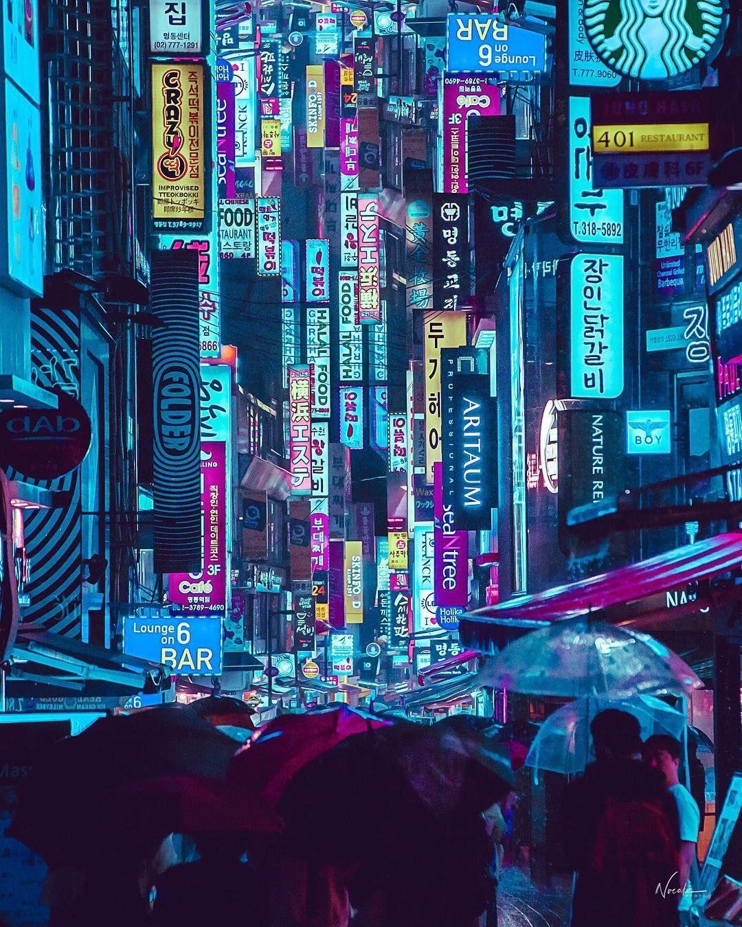 1080x1350 Cyberpunk Myeongdong, Seoul. Seoul photography, Cyberpunk aesthetic, Neon noir