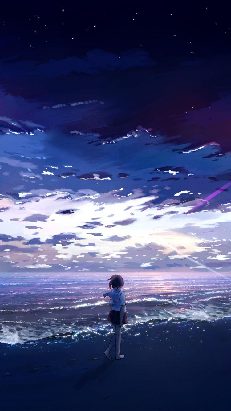 750x1334 Download Anime girl, seashore, beach, art wallpaper, 750x iphone iPhone 8
