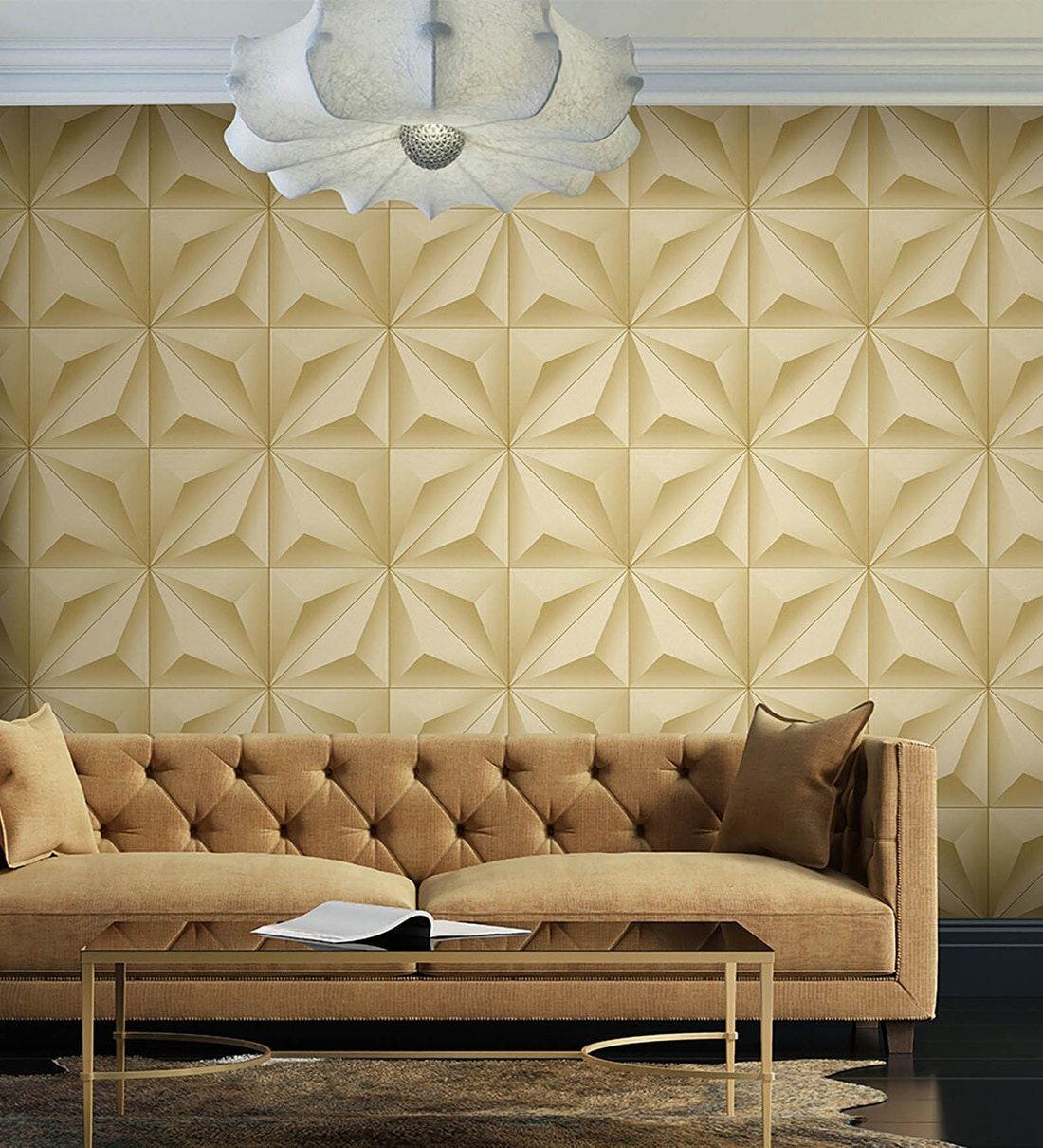 1100x1210 Buy 3D Diamond Cut Design Beige PVC Wallpaper with Emboss Finish by Konark Decor Online Wallpaper