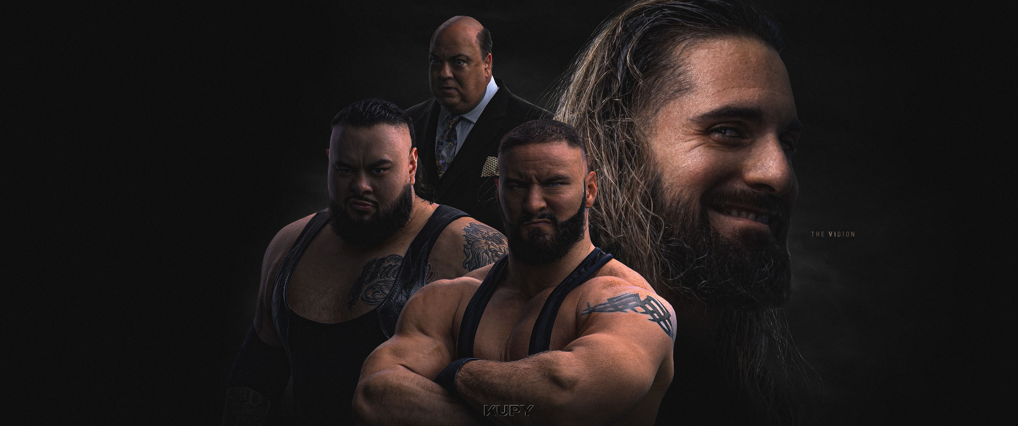 3440x1440 NEW Seth Rollins Bron Breakker Bronson Reed Paul Heyman Kupy Wallpaper!