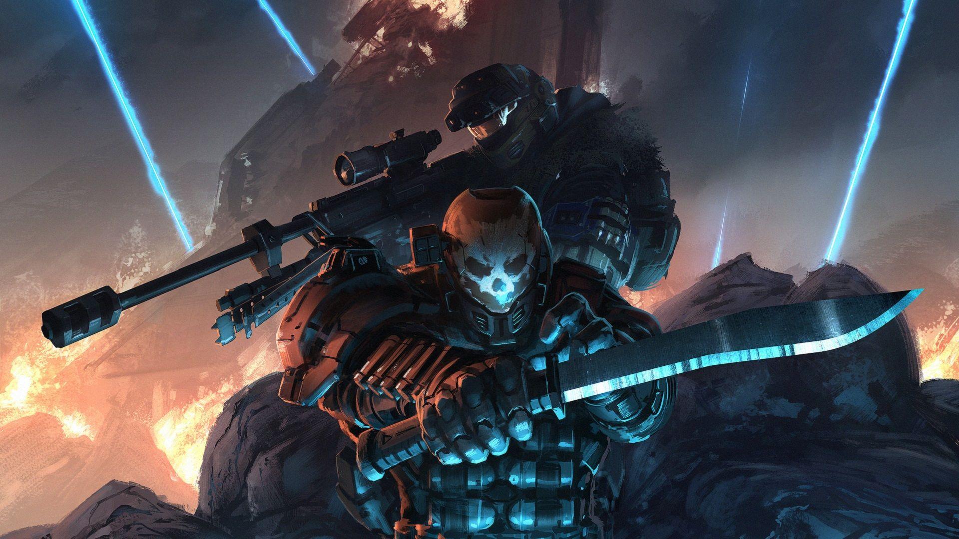 1920x1080 Halo Reach Video Games Video Game Art Weapon Spartan Emile Spartan Jun Halo Wallpaper:1920x1080