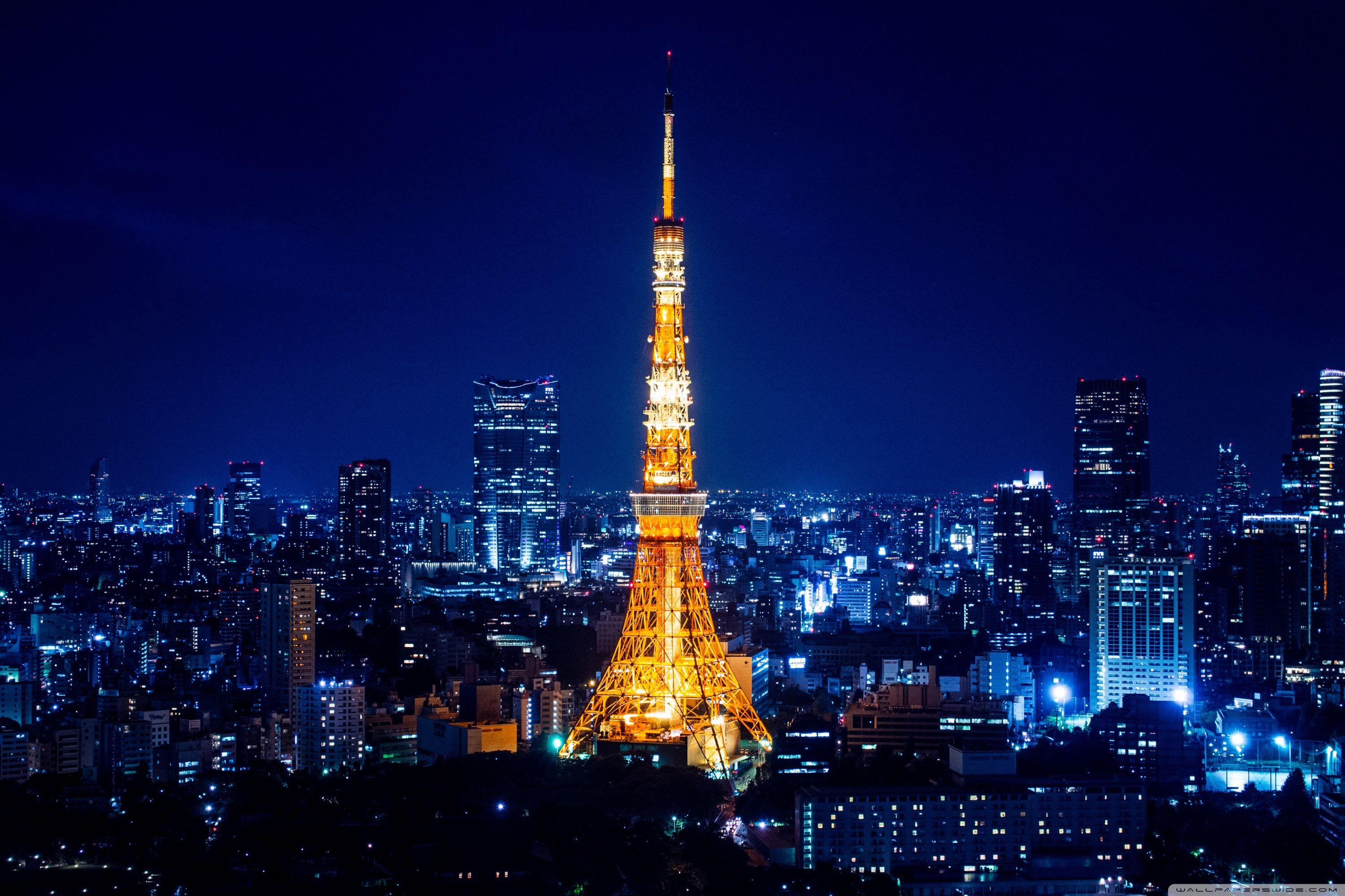 Tháp Tokyo 3000x2000 nhập đêm hôm ❤ Hình nền PC nhằm bàn HD 4K mang lại TV Ultra HD 4K
