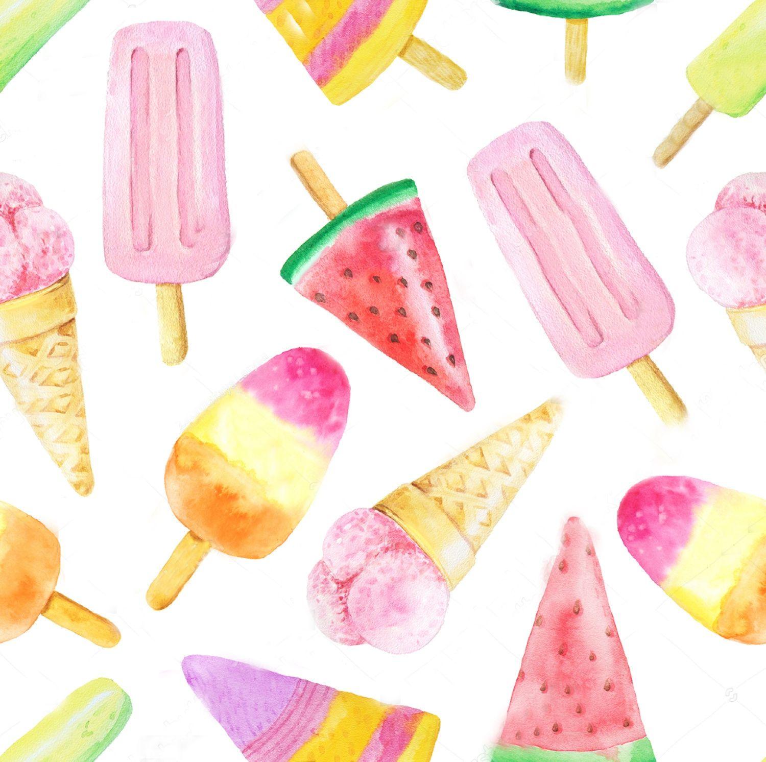 1500x1492 Cute Ice Cream Pattern Background .