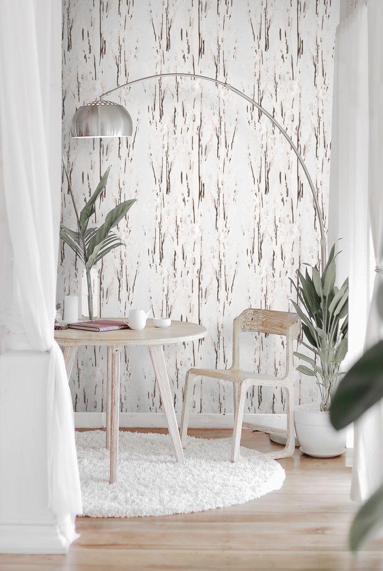 780x1164 White & Brown Contemporary Scandinavian Forest Wallpaper