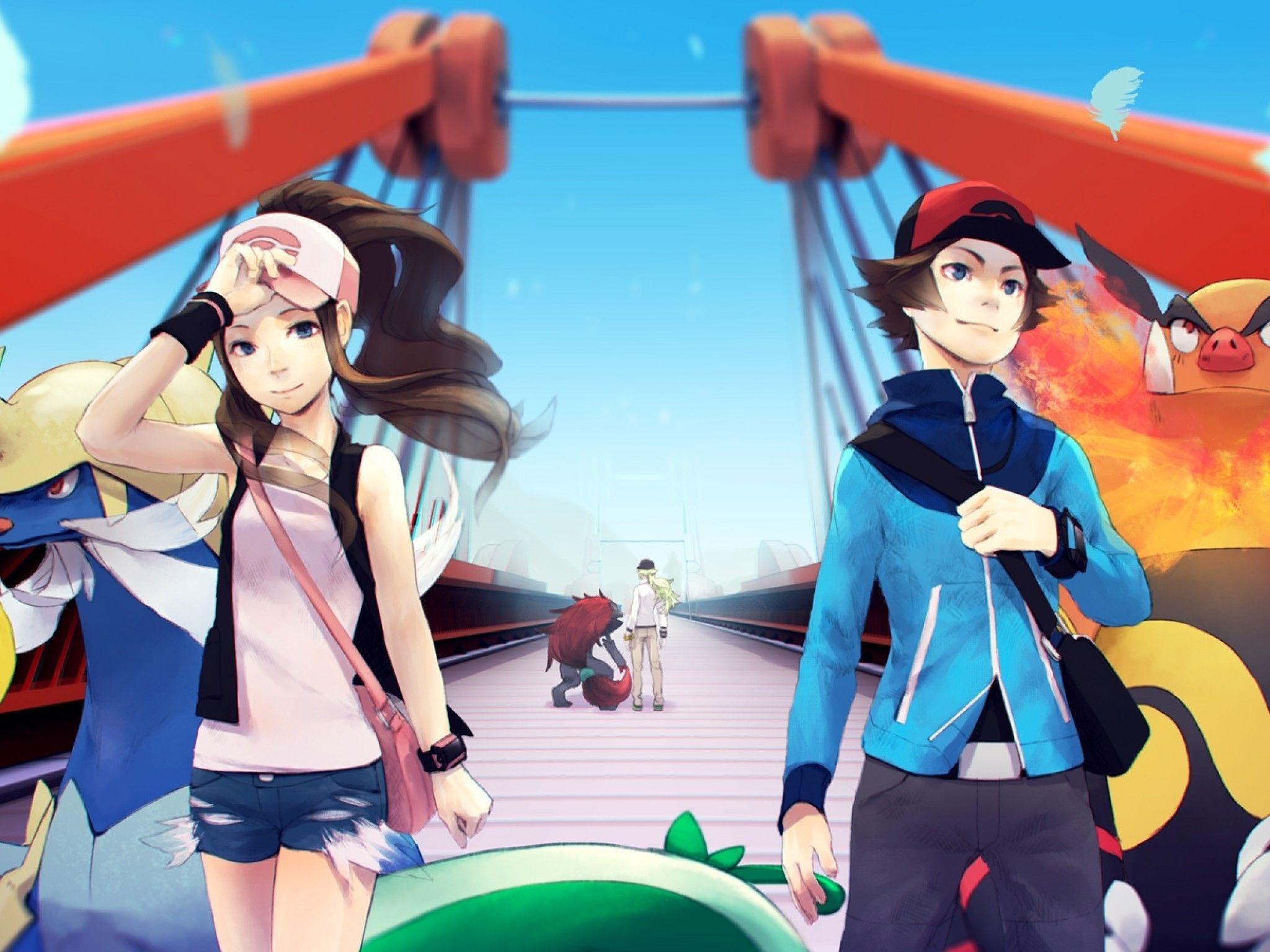 2048x1536 Download 2048x1536 Pokemon, Emboar, Hilda, Samurott, Serperior, N Wallpaper for Ainol Novo 9 Spark