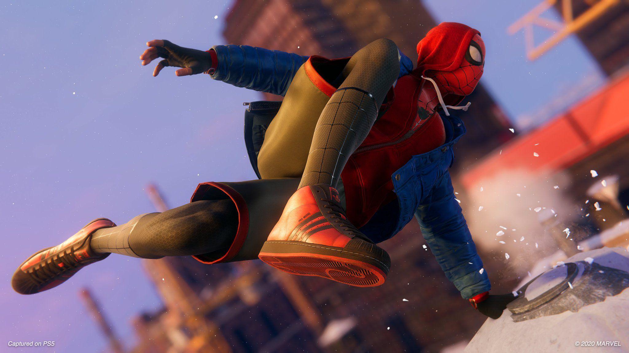 2048x1152 Insomniac Games's All About That StripeLife In Marvel's Spider Man: Miles Morales For PS4 And PS Check Out His Drip And Get Your Own Pair Of Miles's Brand New Adidas Superstars. #