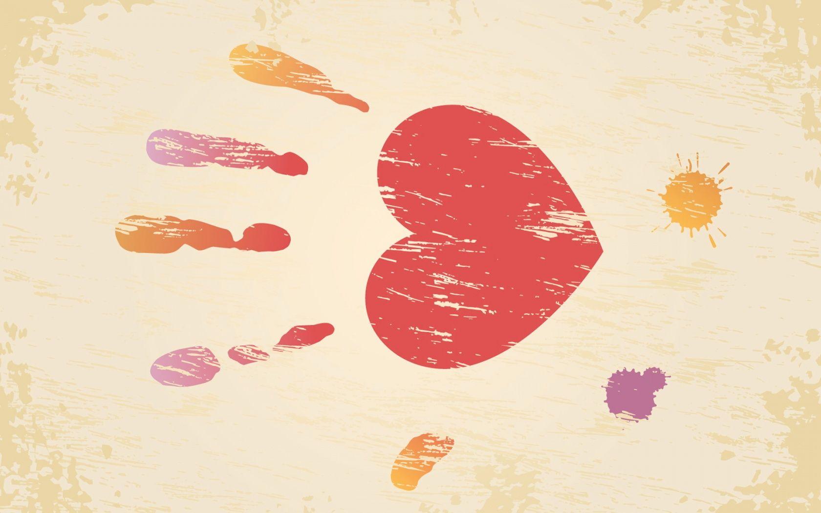 1680x1050 Colors Splash Palm Heart Art Wallpaper