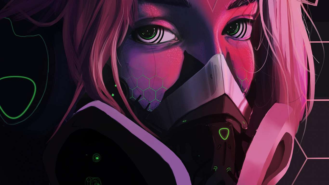 1366x768 Cyberpunk Girl Wallpaper 4k