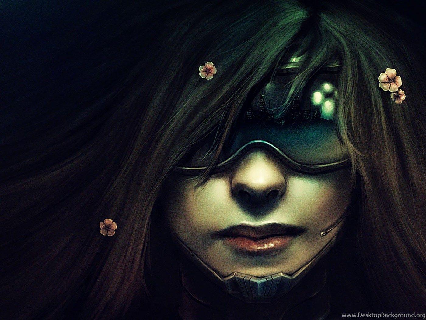 1400x1050 Future Girl With Flowers Wallpaper From Dark Wallpaper Desktop Background