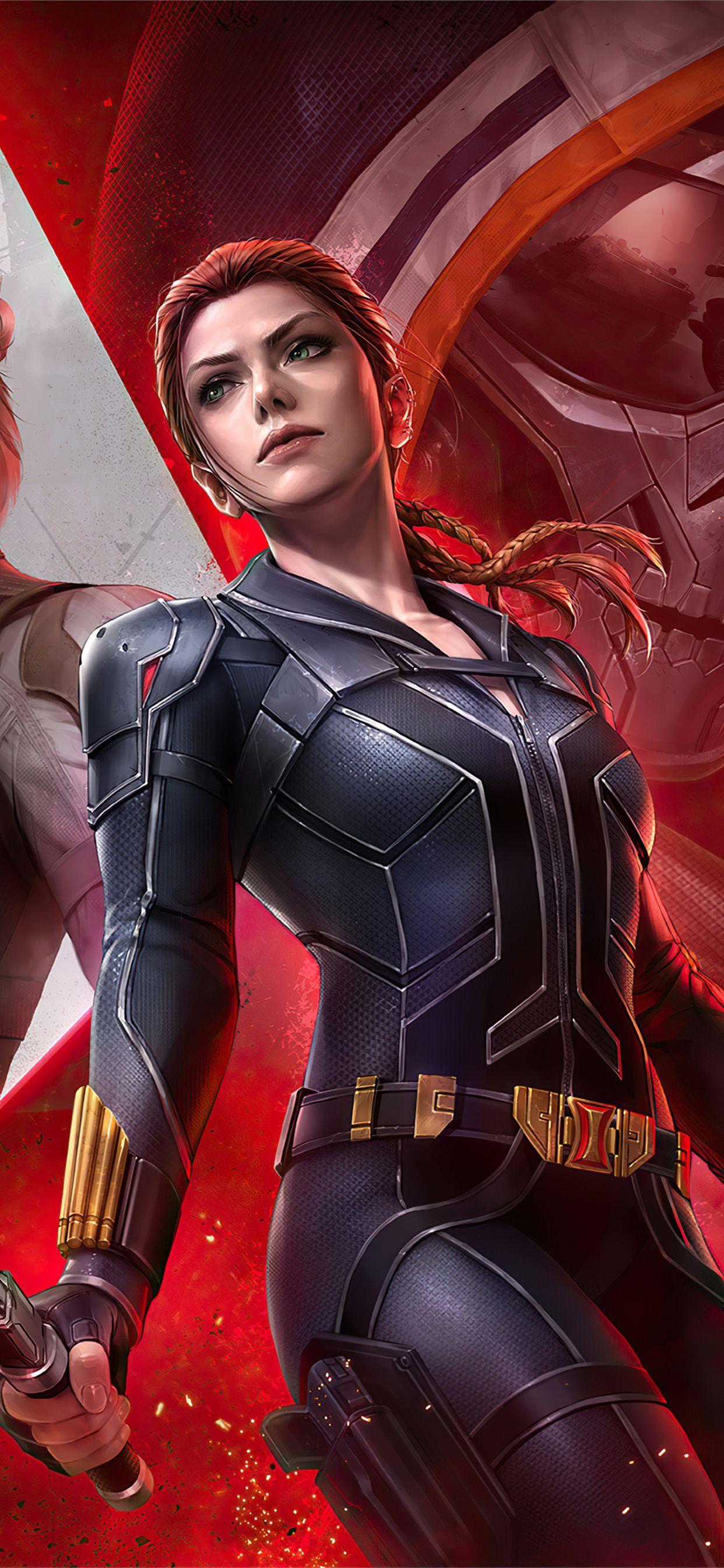 1242x2688 marvel future fight black widow team 4k iPhone 11 Wallpaper Free Download
