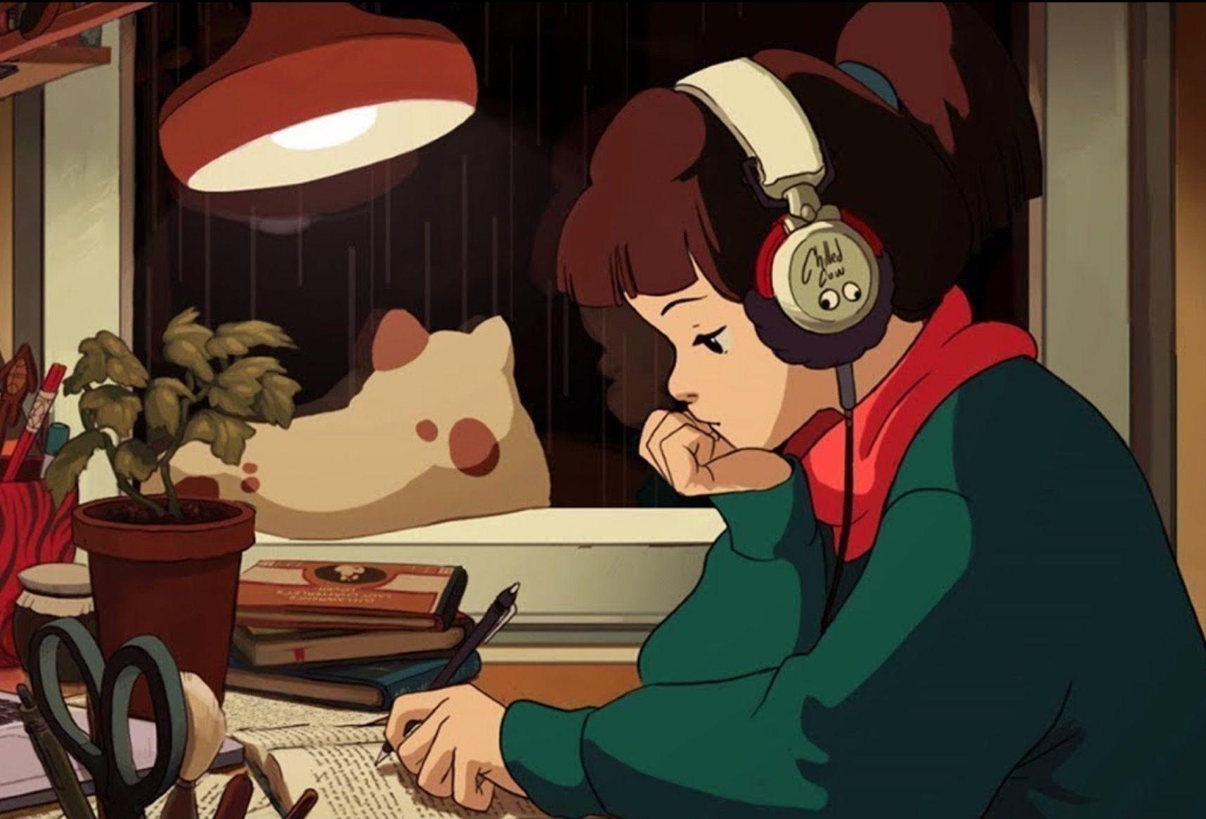 1716x1166 Lofi Girl. Anime wallpaper, Chill wallpaper, Anime