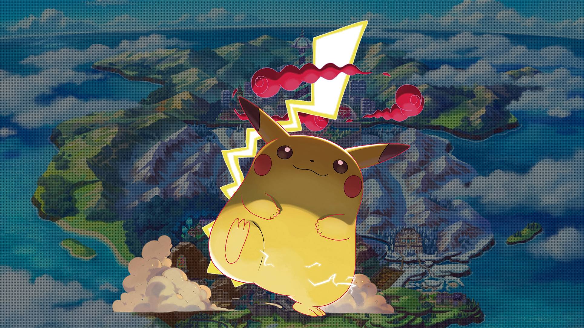 1929x1085 Pokemon Sword and Shield Gigantamax Pikachu Wallpaper. Cat with Monocle