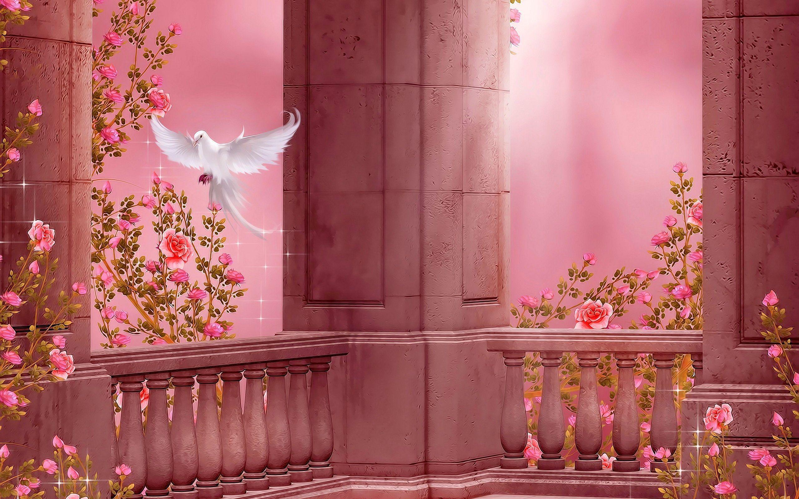 2560x1600 Pink Enchanted Garden Background