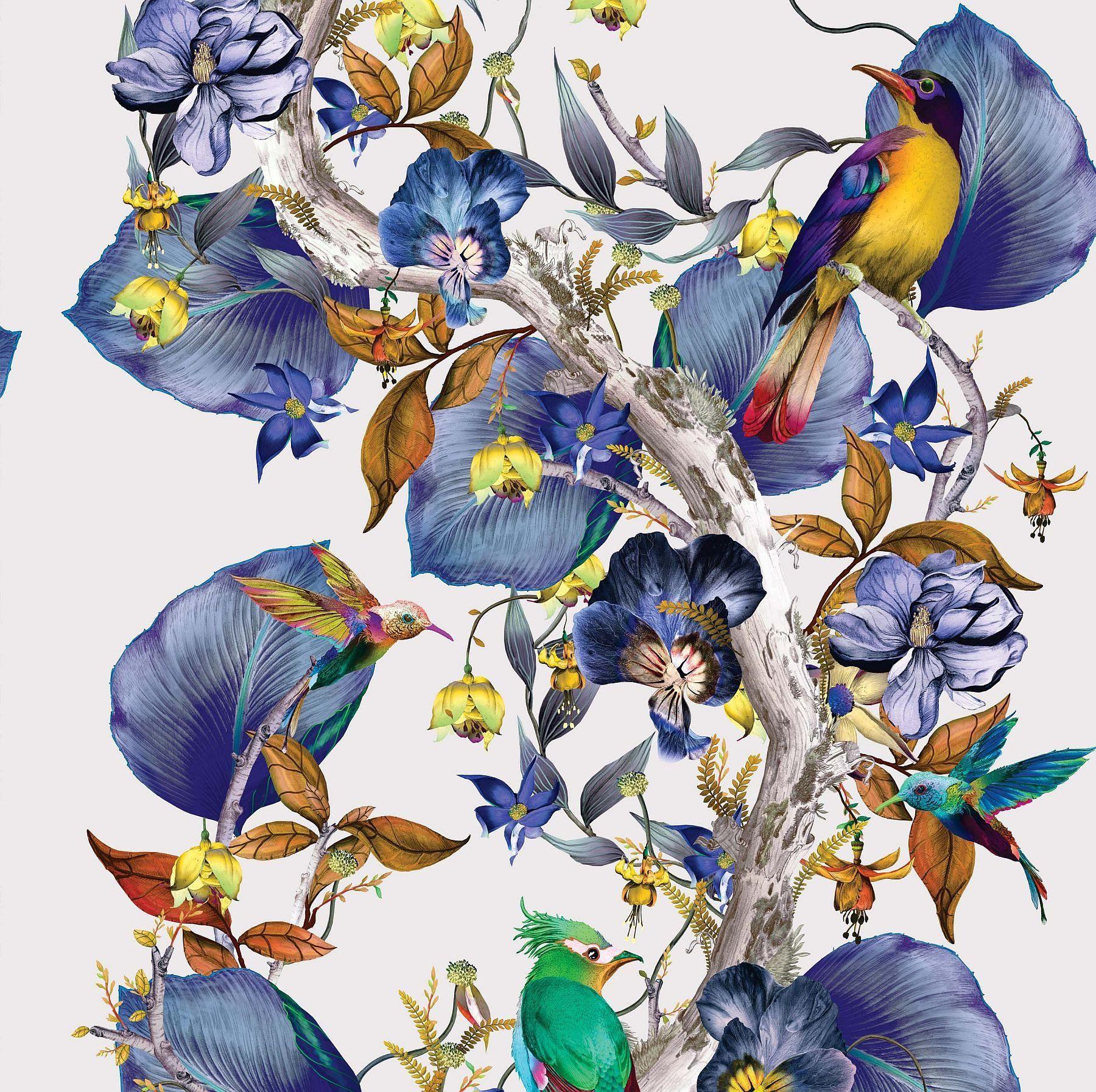 1800x1793 Rain Forest Wallpaper in Amethyst from the Enchanted Gardens Collectio