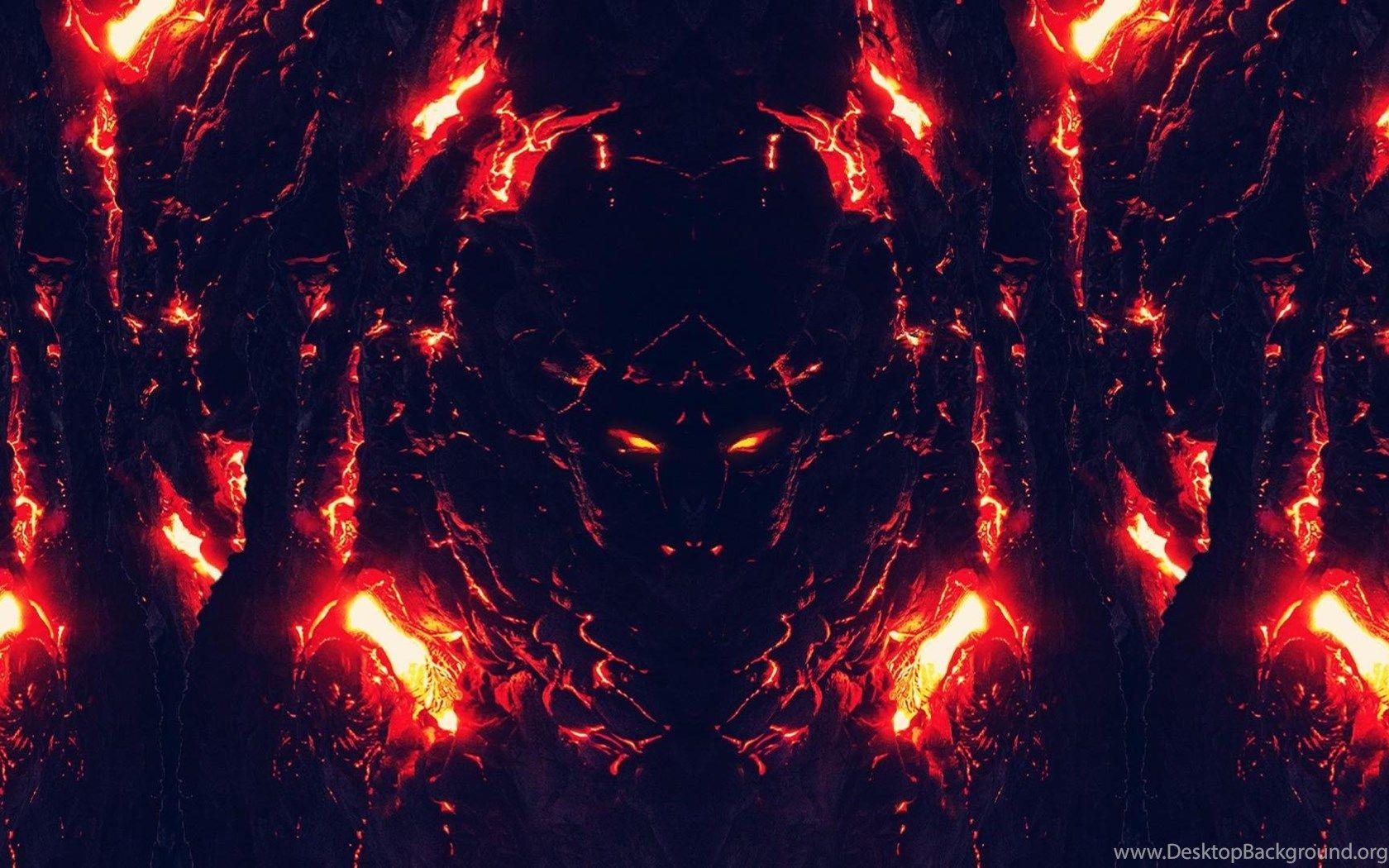 1680x1050 Blue Red Fire Lava Glow Faces Heat Devils Wallpaper Desktop Background