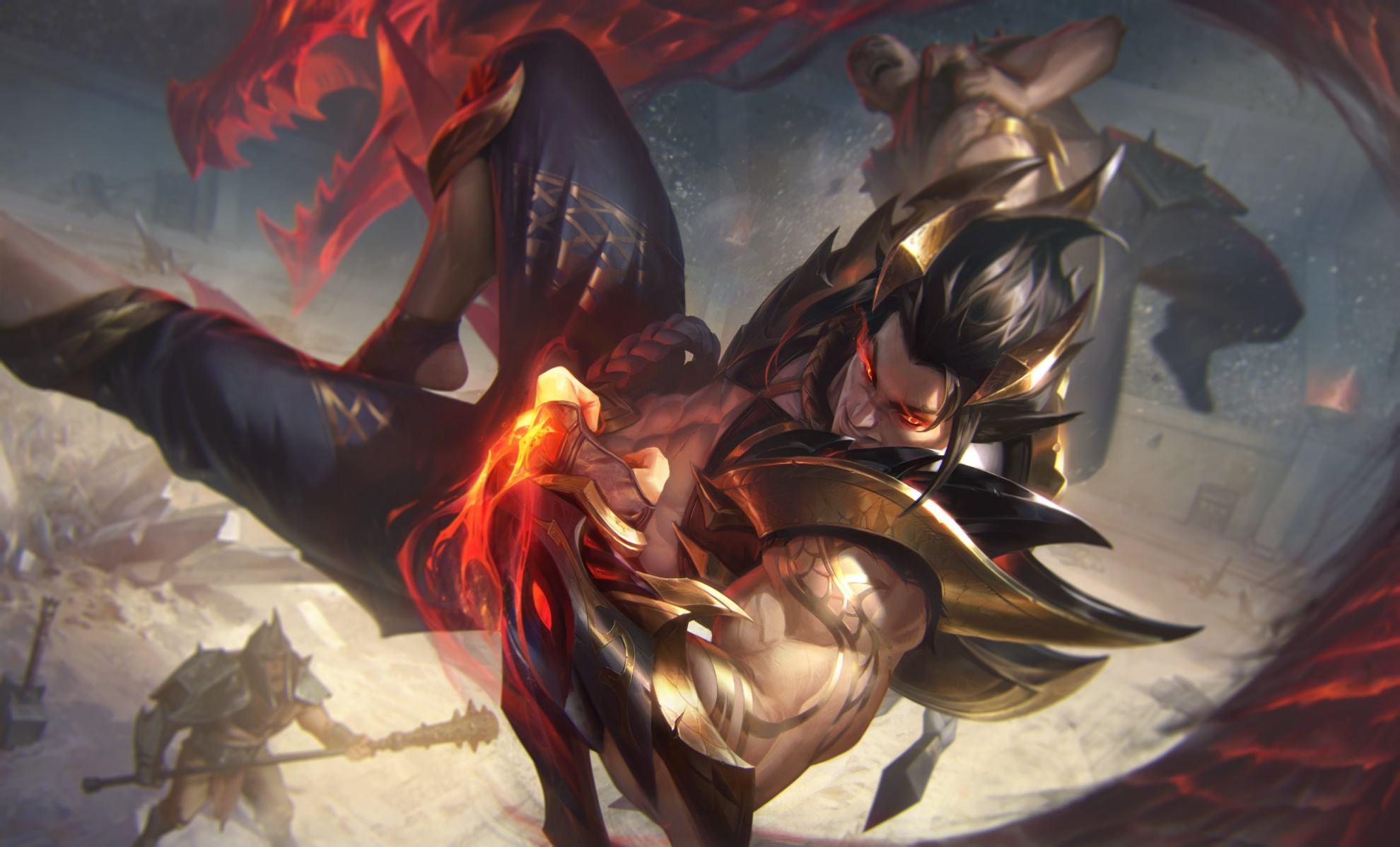 1980x1197 Skins wallpaper: Fae Dragon Ashe, Eternal Dragon Brand, Obsidian Dragon Sett [Artist: Riot Games] of Legends Clan [anime pics & digital art]