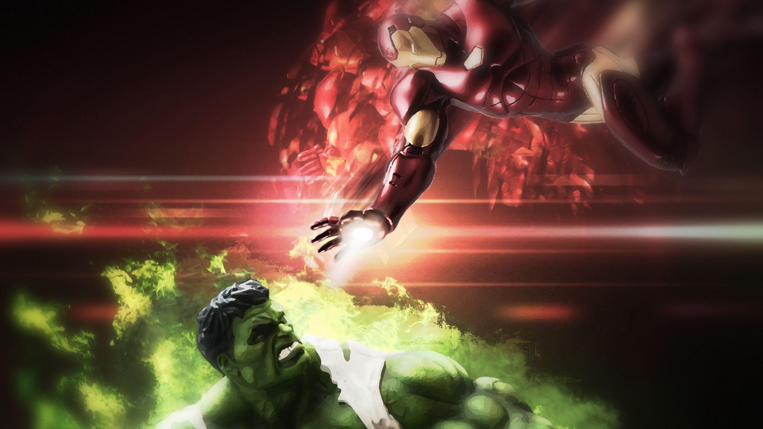 2560x1440 Hulk And Iron Man Art 1440P Resolution HD 4k Wallpaper, Image, Background, Photo and Picture