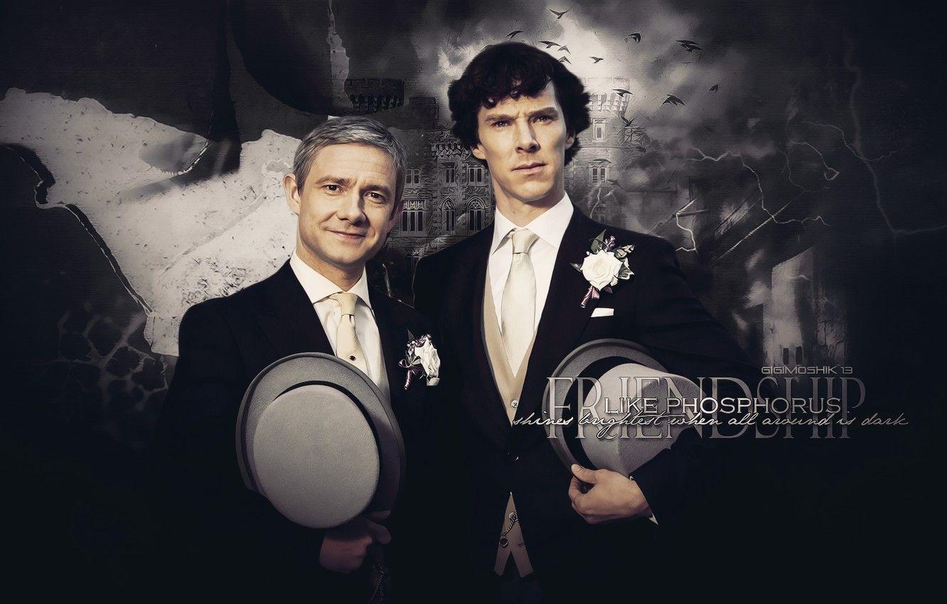 1332x850 Wallpaper Sherlock Holmes, John, Martin Freeman, Benedict Cumberbatch, Benedict Cumberbatch, Sherlock, Sherlock, Sherlock BBC, Sherlock Holmes, John Watson, Sherlock (TV series), by gigimoshik image for desktop, section фильмы