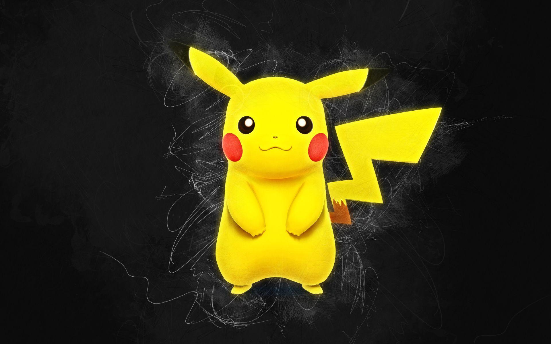 1920x1200 Yellow pokemon Pikachu on a black background Desktop wallpaper 1920x1200