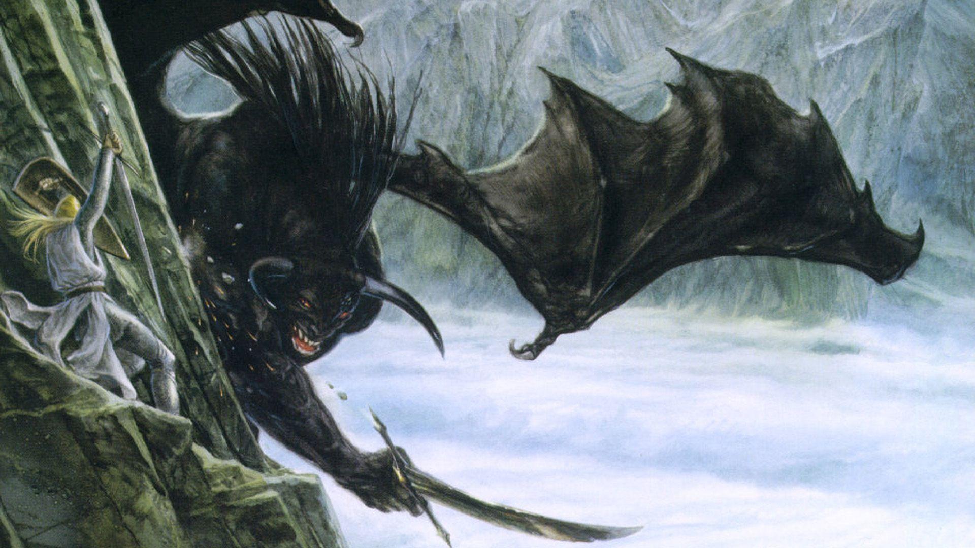 1920x1080 J. R. R. Tolkien, Balrogs, The Silmarillion, John Howe, Fantasy Art Wallpaper HD / Desktop and Mobile Background
