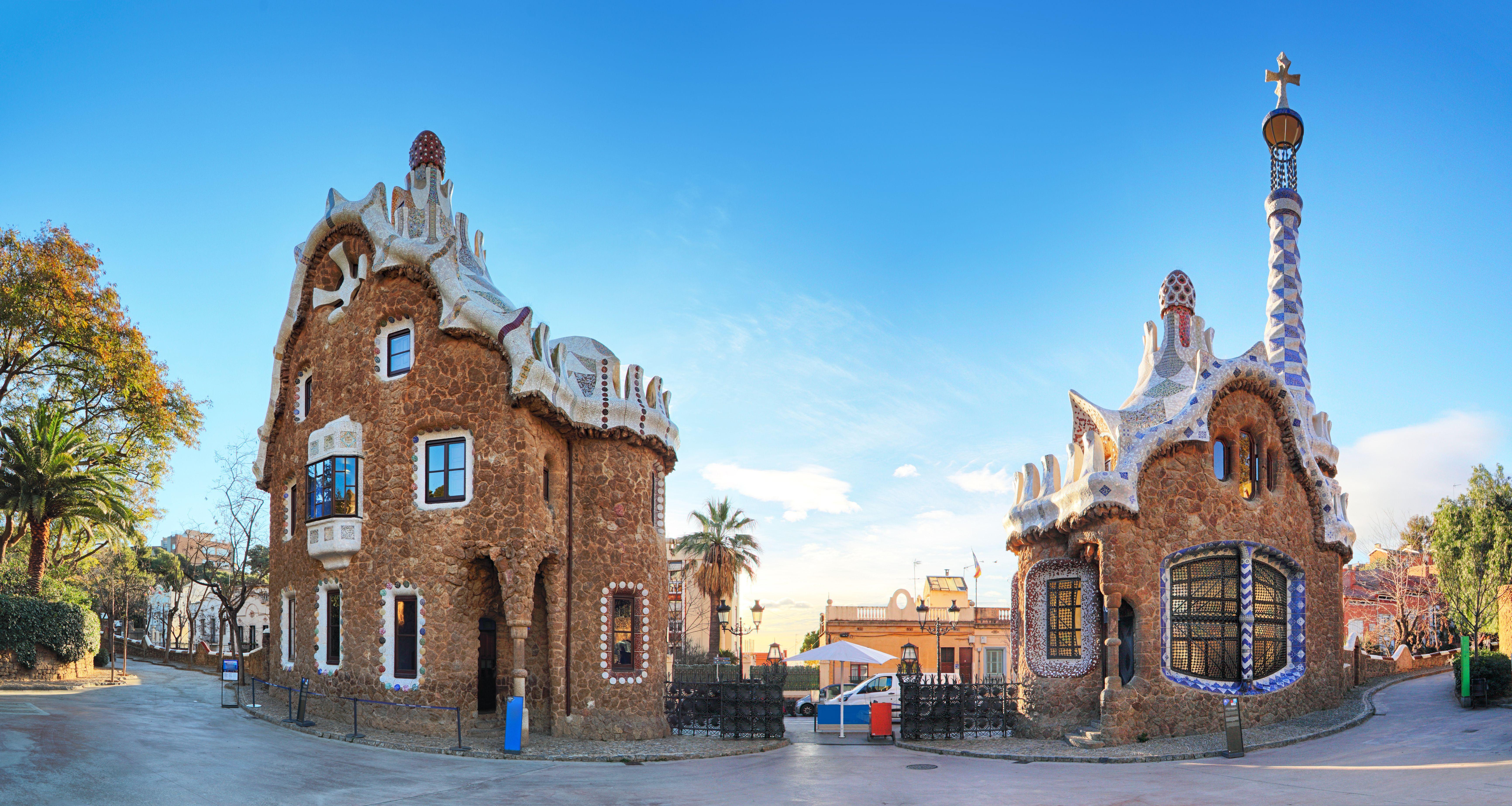 6926x3693 Desktop Wallpaper Barcelona Spain Guell Park park Street 6926x3693