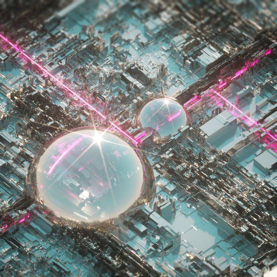 900x900 Download City, 3D, Cupola, Glare Wallpaper