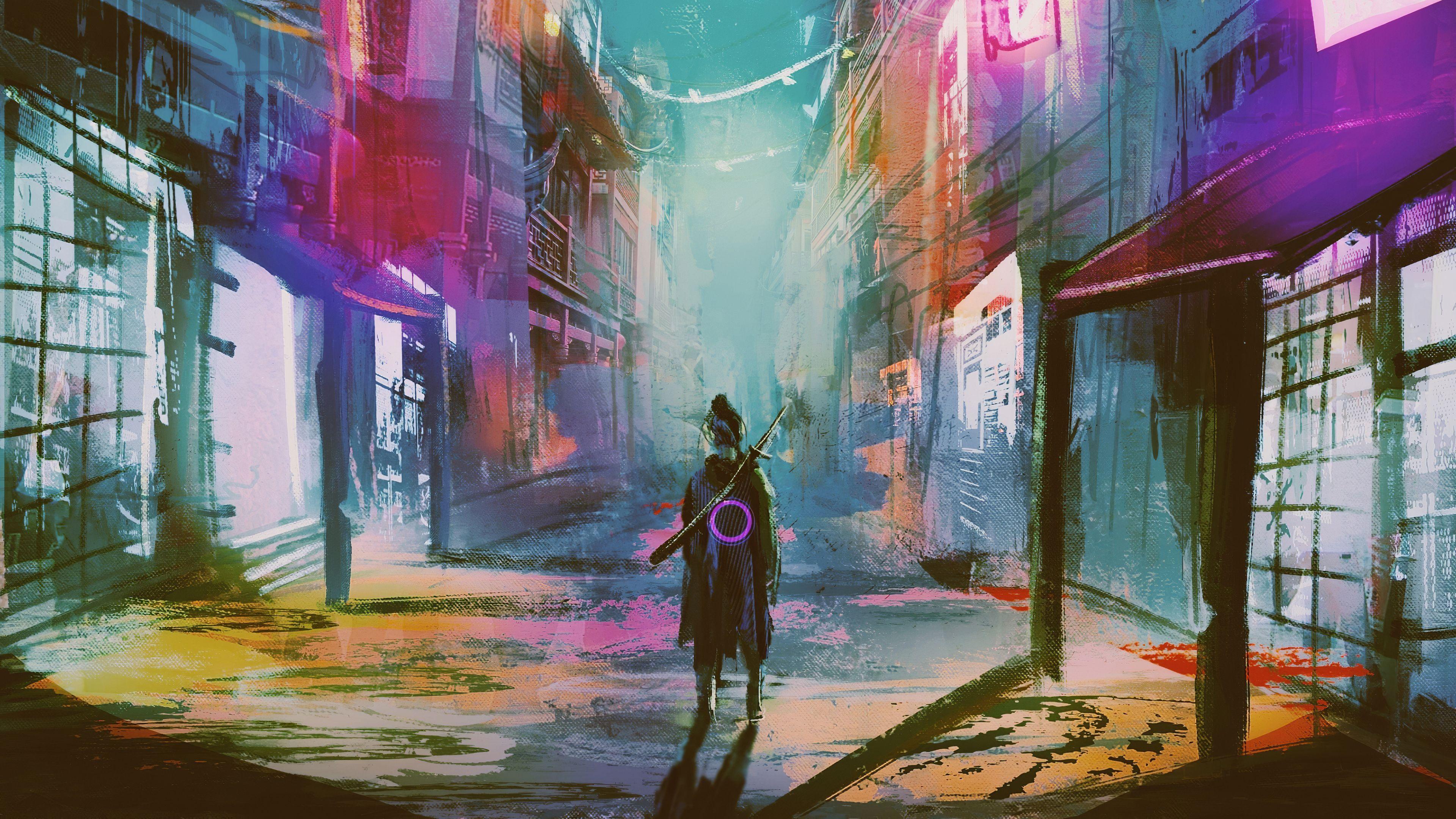 3840x2160 Neon Urban Warrior 4k 1440x900 Resolution HD 4k Wallpaper, Image, Background, Photo and Picture
